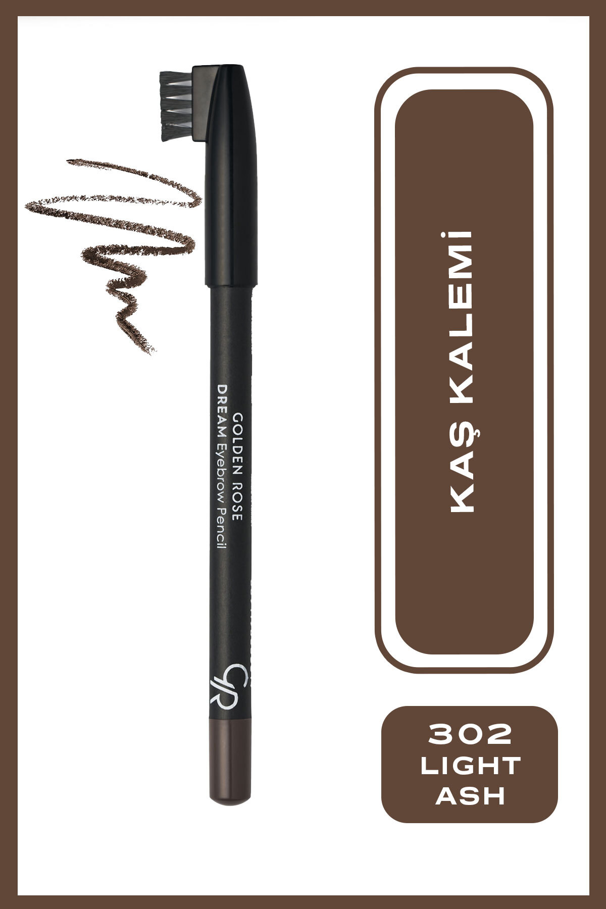 Golden Rose Dream Eyebrow Pencil No: 302 Light Ash - Şekillendirici Fırçalı Kaş Kalemi