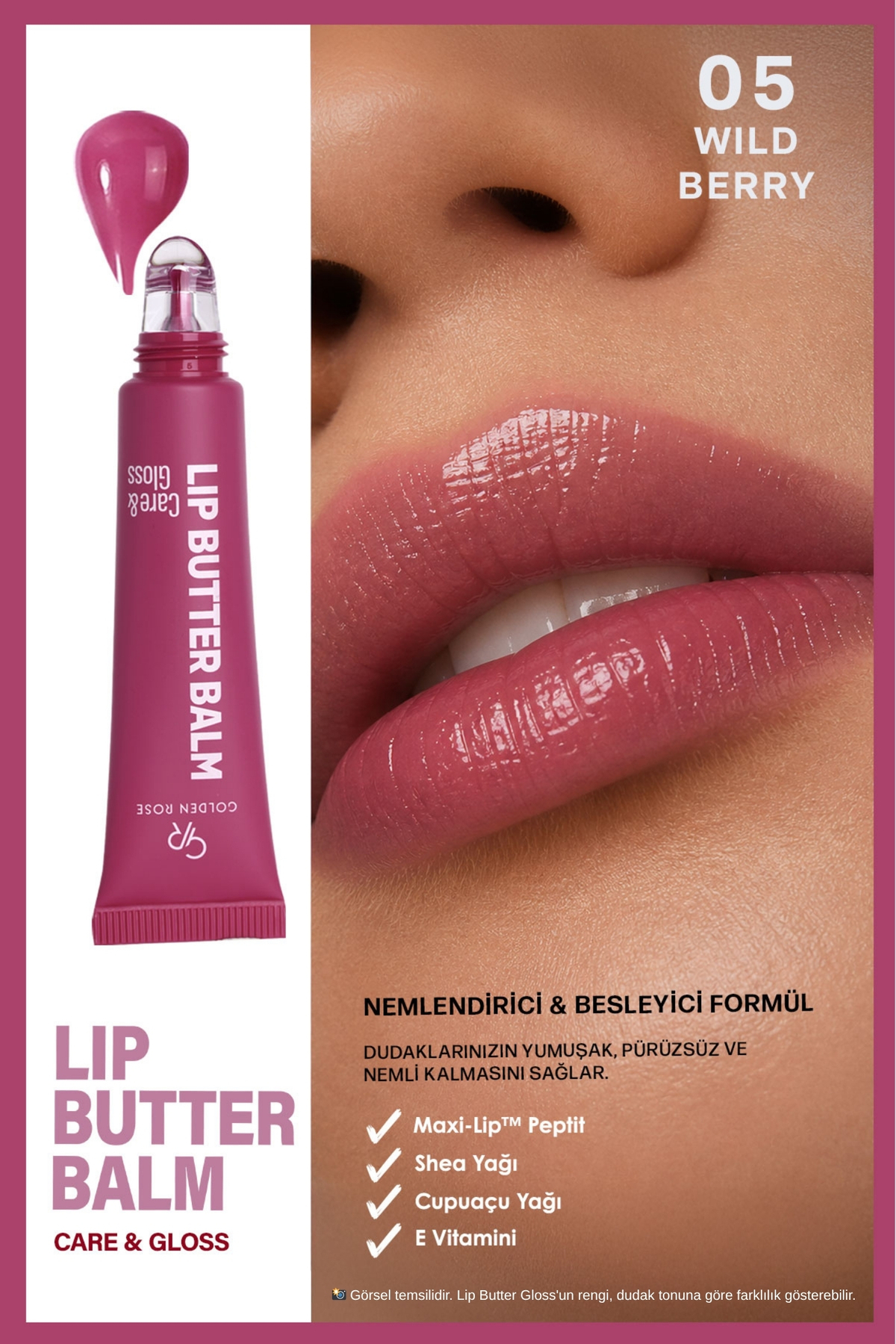 Golden Rose Lip Butter Balm No: 05 Wild Berry - Nemlendirici ve Parlatıcı Dudak Balmı