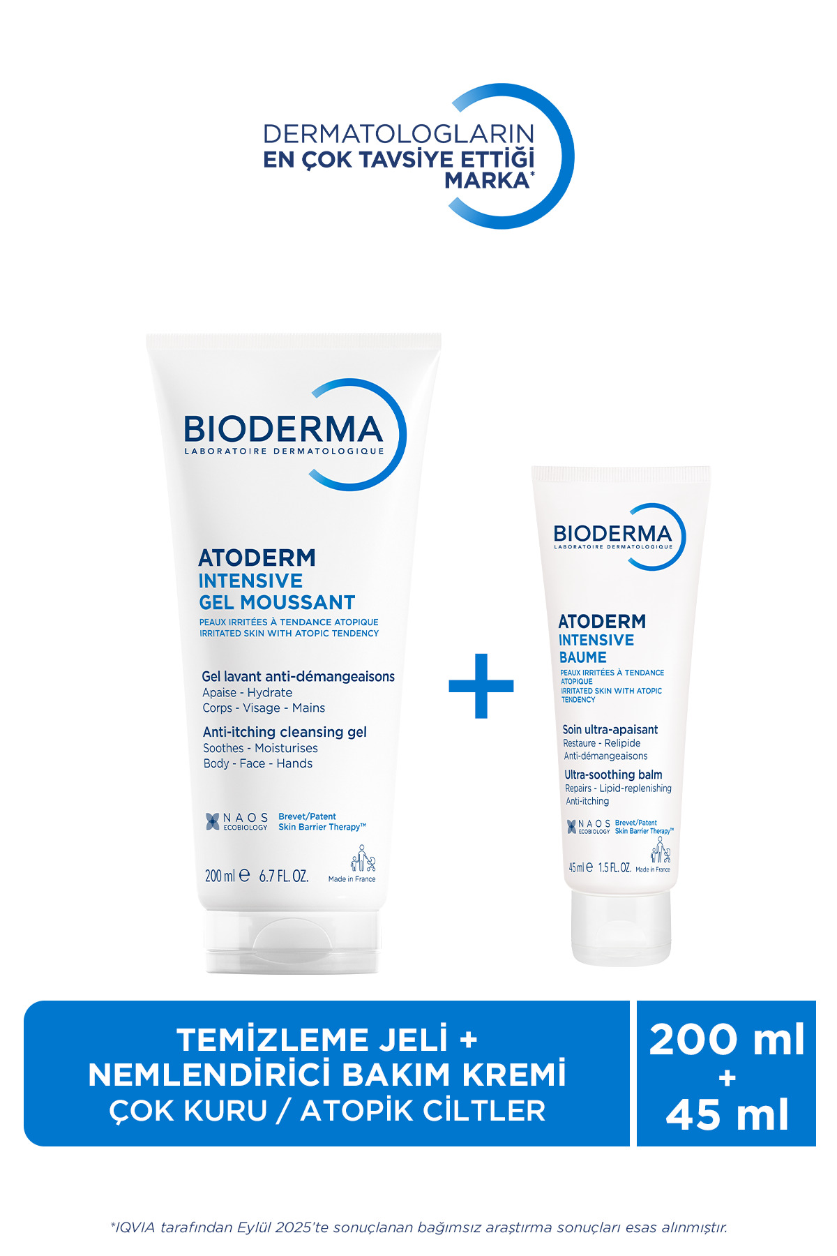 Bioderma Atoderm Çok Kuru Atopi Eğilimli Cilt Onarıcı Temizleme Jeli & Seyahat Boy Nemlendiricili Bakım Seti