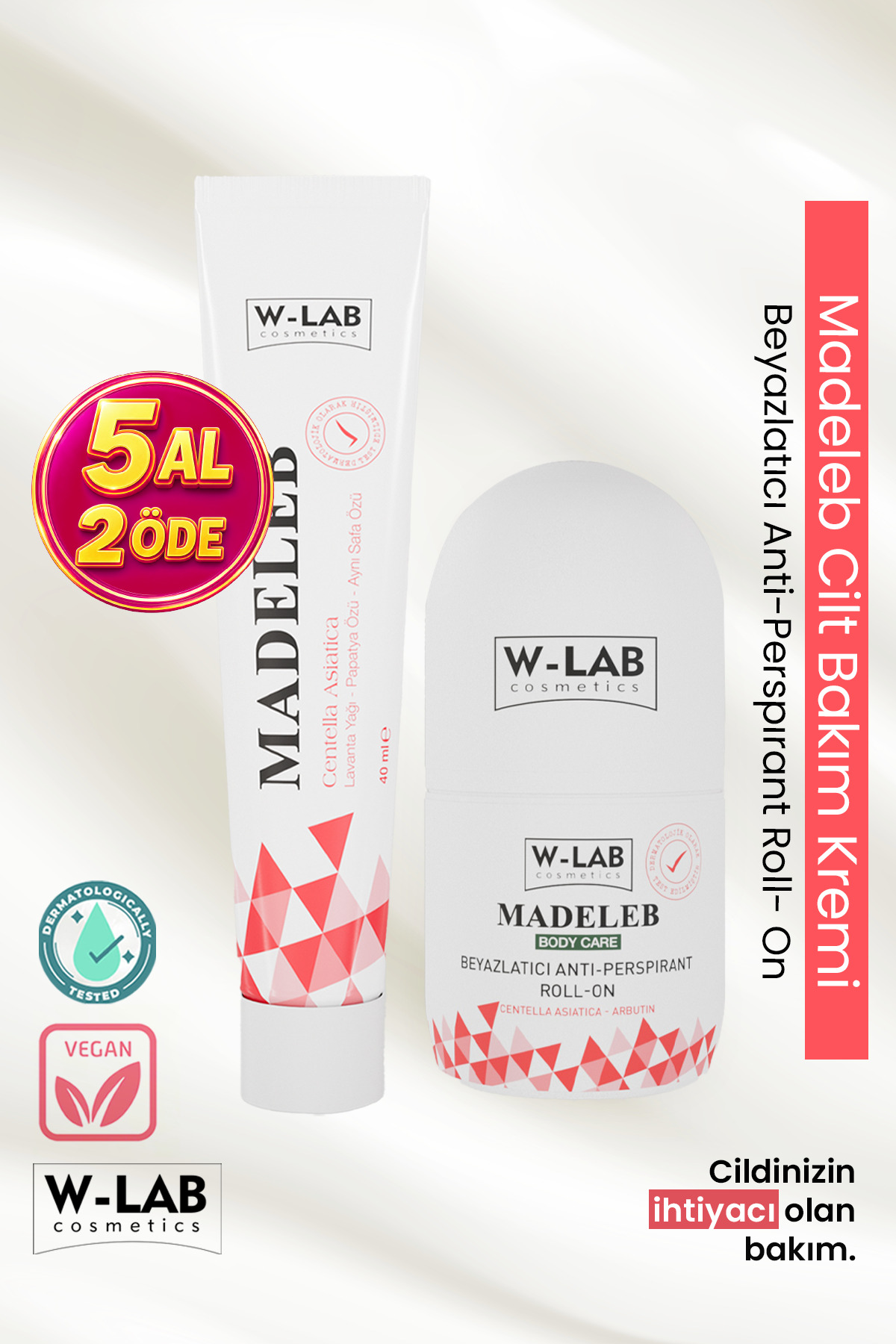 W-Lab Cosmetics Madeleb Krem 40 ml ve Madeleb Roll On 50 ml Set