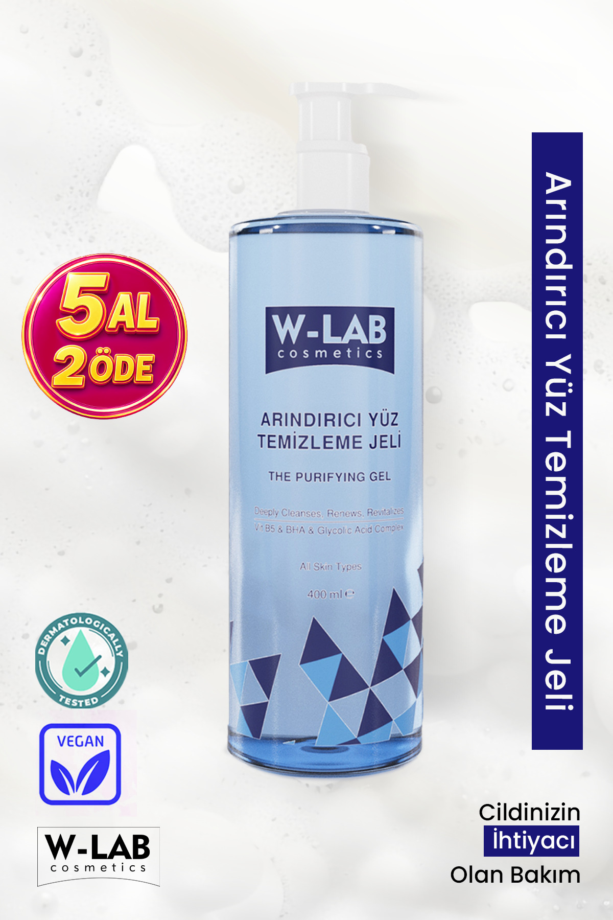 W-Lab Cosmetics Arındırıcı Yüz Temizleme Jeli 400 ml