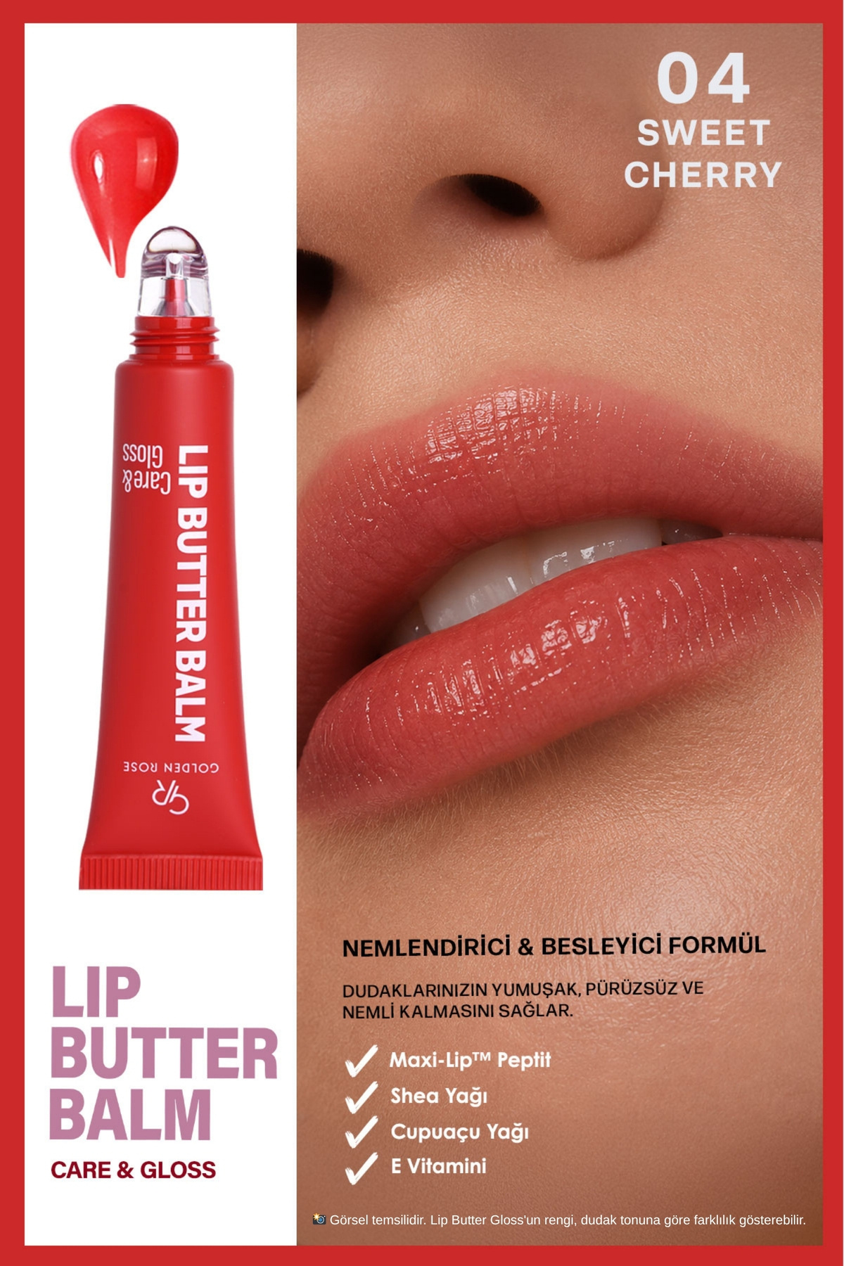 Golden Rose Lip Butter Balm No: 04 Sweet Cherry - Nemlendirici ve Parlatıcı Dudak Balmı