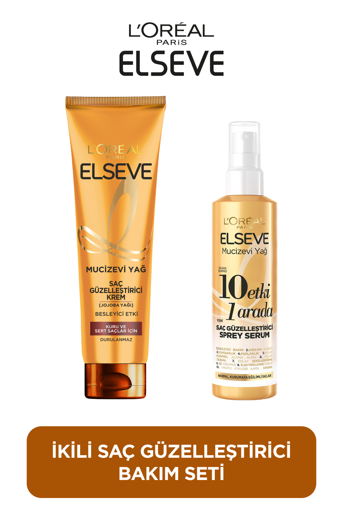 ELSEVE Mucizevi Yağ Saç Güzelleştirici Krem 150 ml & 10 Etki 1 Arada Saç Güzelleştirici Sprey Serum 150ml