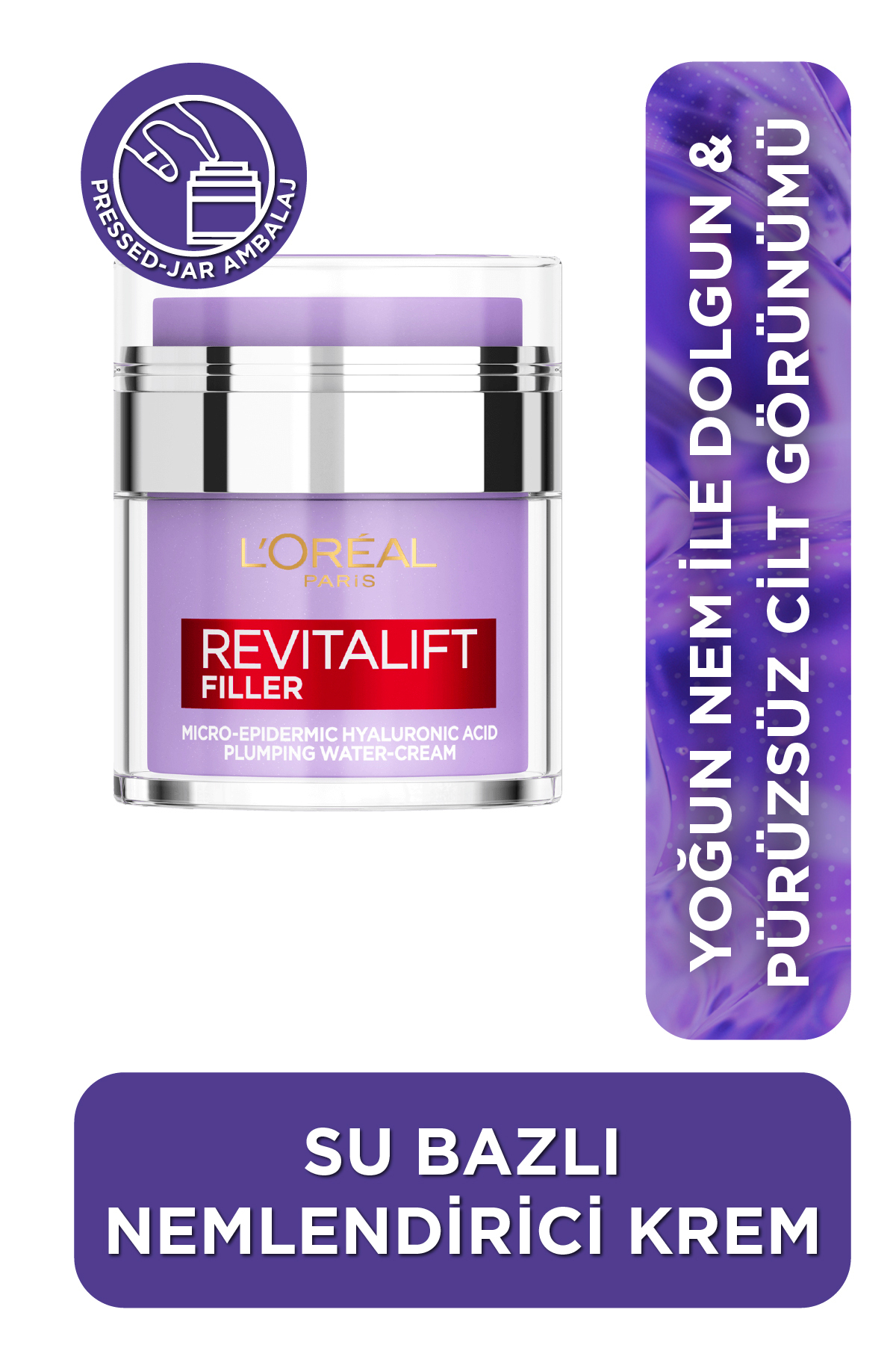 L'Oreal Paris Revitalift Filler Dolgunlaştırıcı Su Bazlı Pressed Jar Nemlendirici Yüz Kremi 50ml