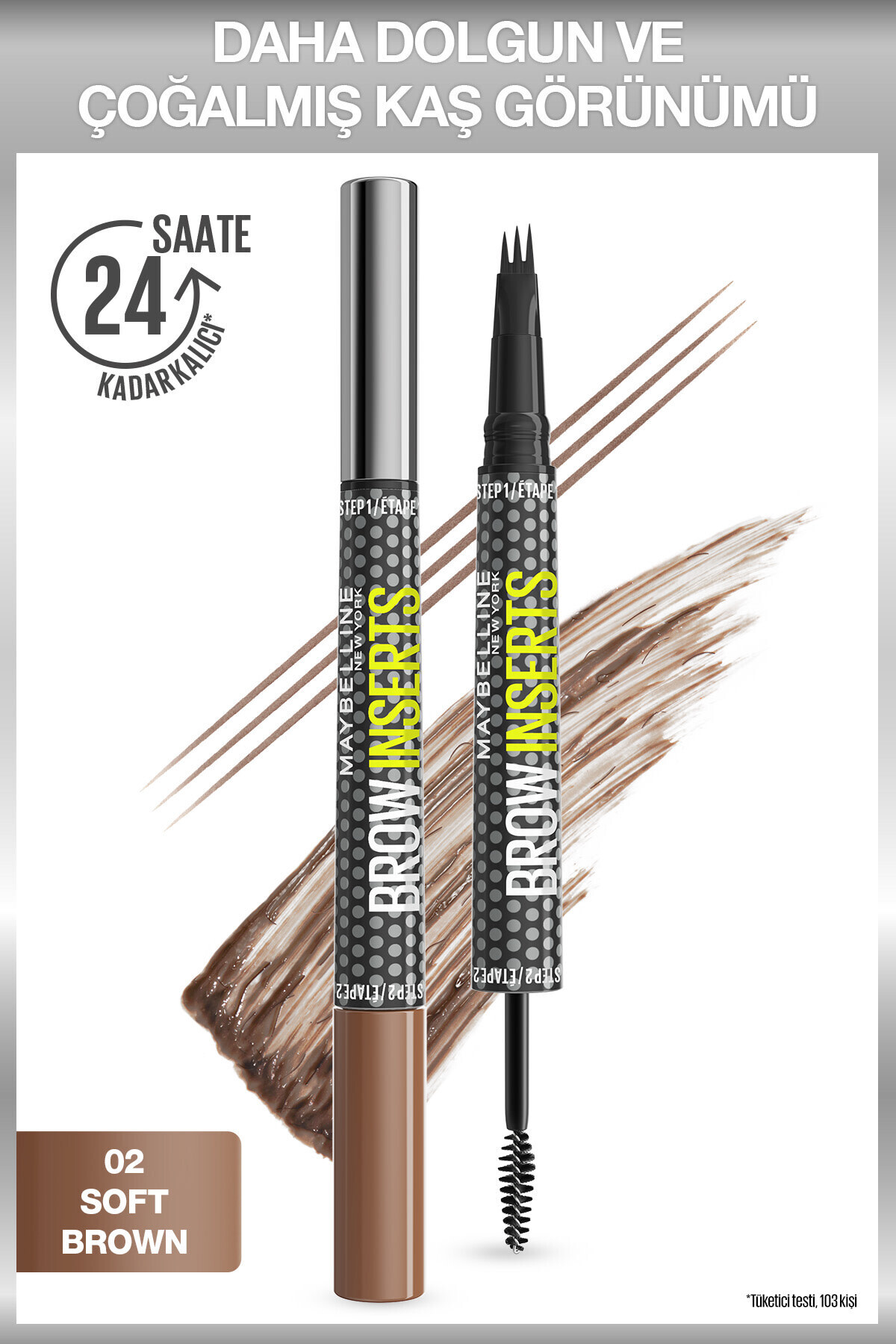 Maybelline New York Brow Insert Çift Uçlu Kaş Kalemi – 02 Soft Brown