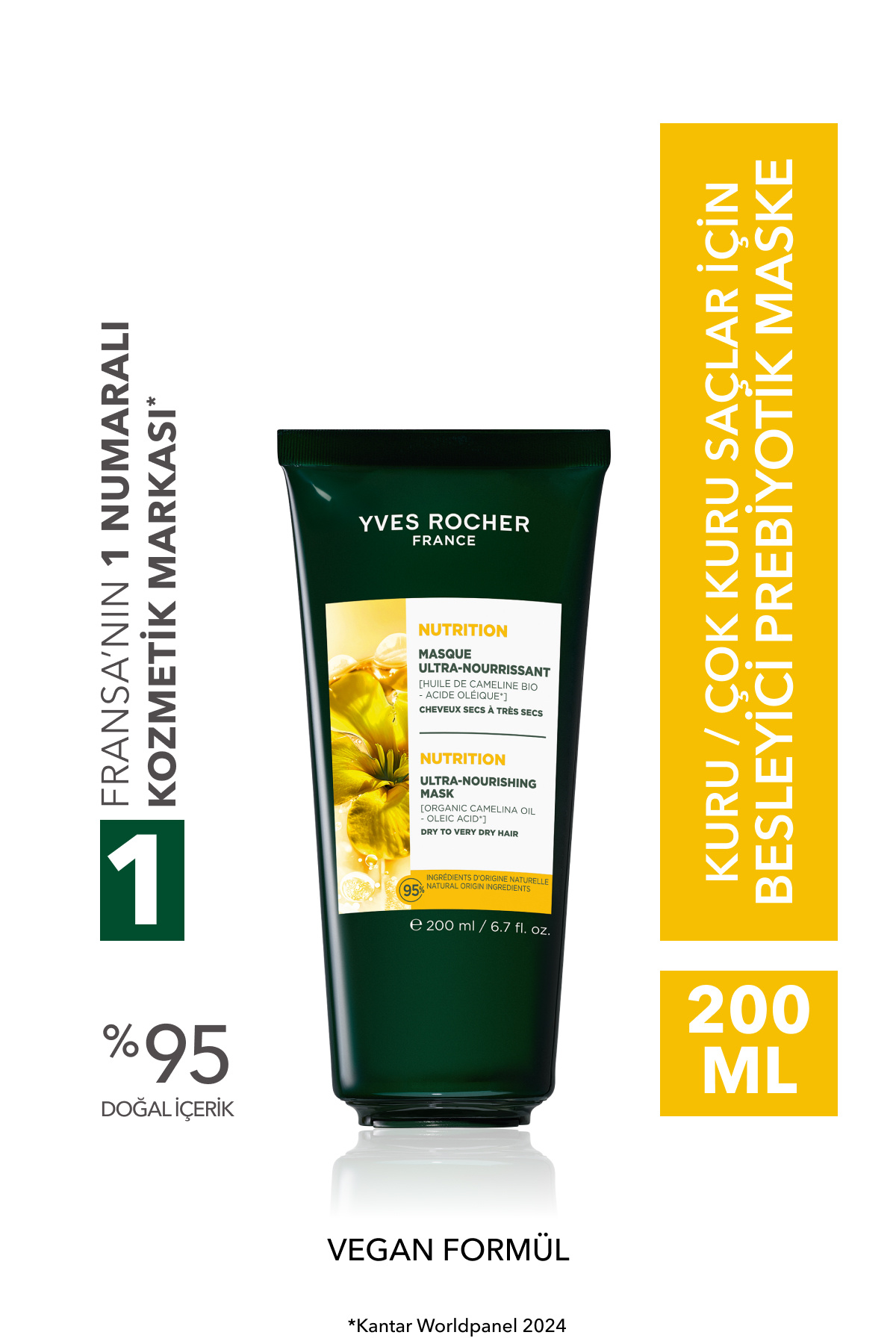 Yves Rocher Besleyici Prebiyotik Maske - Kuru ve Çok Kuru Saçlar / Nutrition - Vegan 200 ml