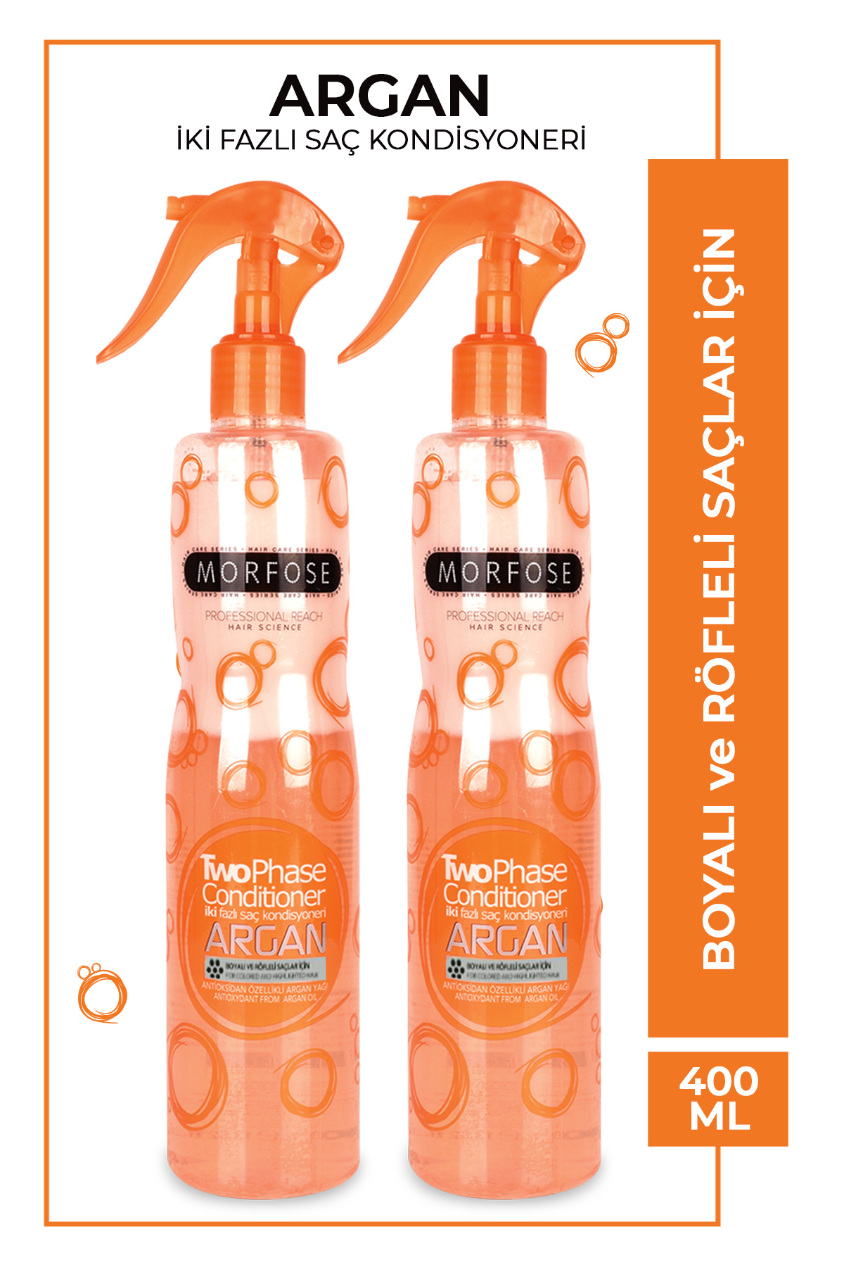 Morfose Çift Fazlı Argan Turuncu Fön Suyu 400 Ml X 2 Adet