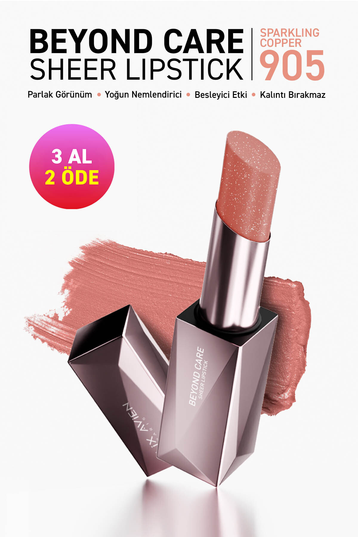 Alix Avien Beyond Care Sheer Lipstick 905 - Sparkling Copper - Yoğun Nemlendirici Besleyici Etki - Parlak Ruj