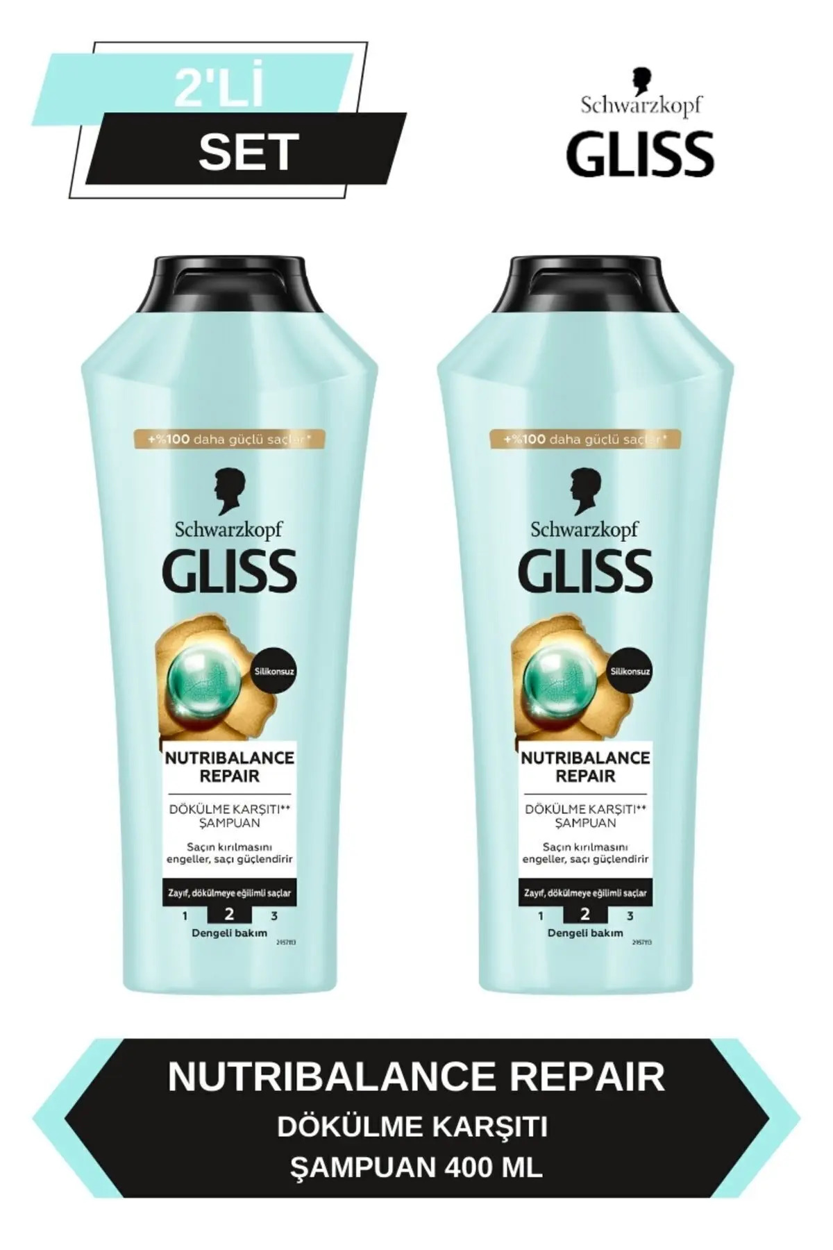 Gliss Full Hair Wonder Dökülme Karşıtı Şampuan 400 mlx2 Adet