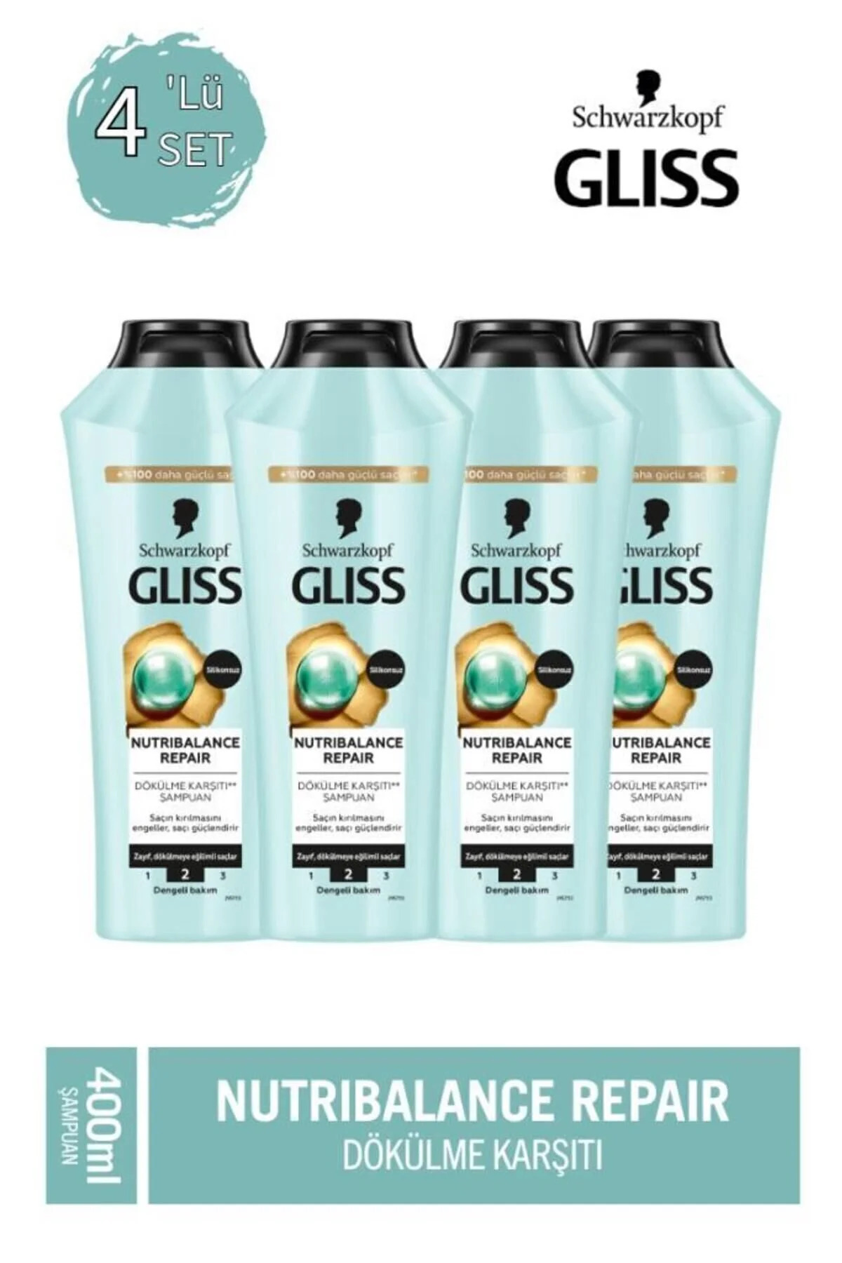 Gliss Full Hair Wonder Dökülme Karşıtı Şampuan 400 mlx4 Adet