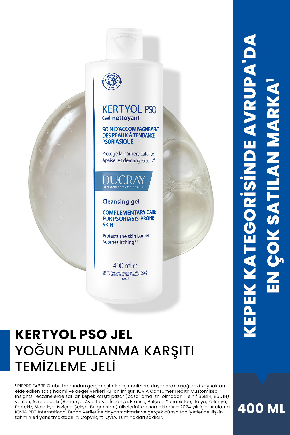 Ducray Kertyol PSO Yoğun Pullanma Karşıtı Nemlendirici Yüz Temizleme Jeli Hassas Ciltler İçin 400 ml