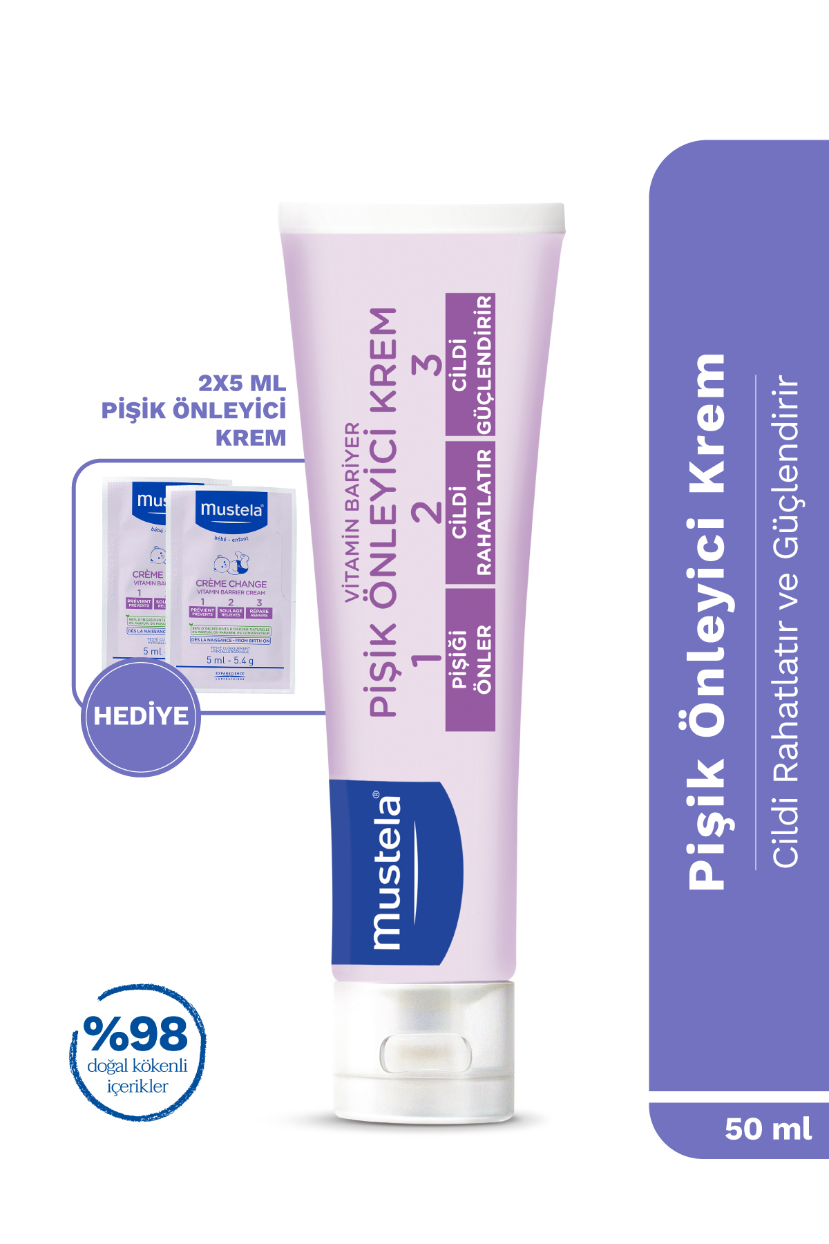 Mustela Bebek Pişik Önleyici Koruyucu Doğal Kökenli Bakım Kremi 50ml Seyahat Boy 5+5ml Hediyeli
