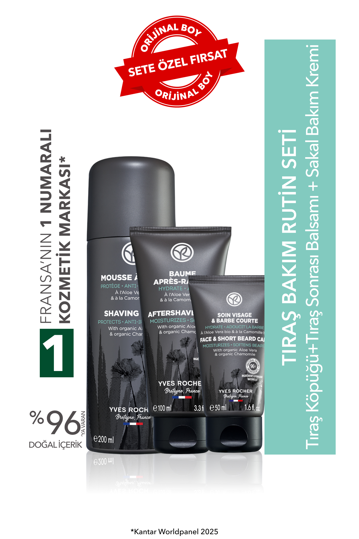 Yves Rocher Tıraş Köpüğü,Balsamı ve Sakal Bakım Kremi Rutin Seti-9916812
