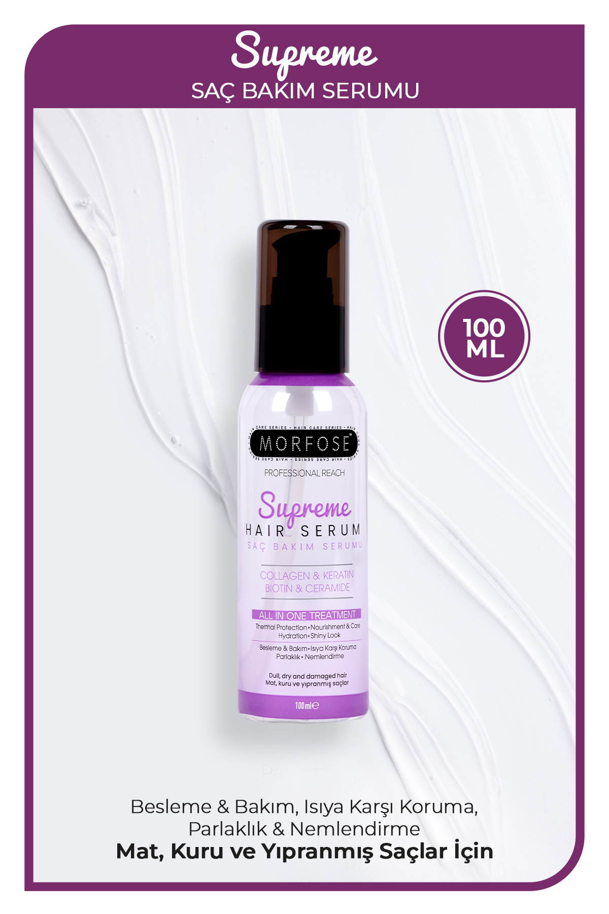 Morfose Supreme Keratin & Vegan Kolajen İçeren Saç Serumu 100 ml