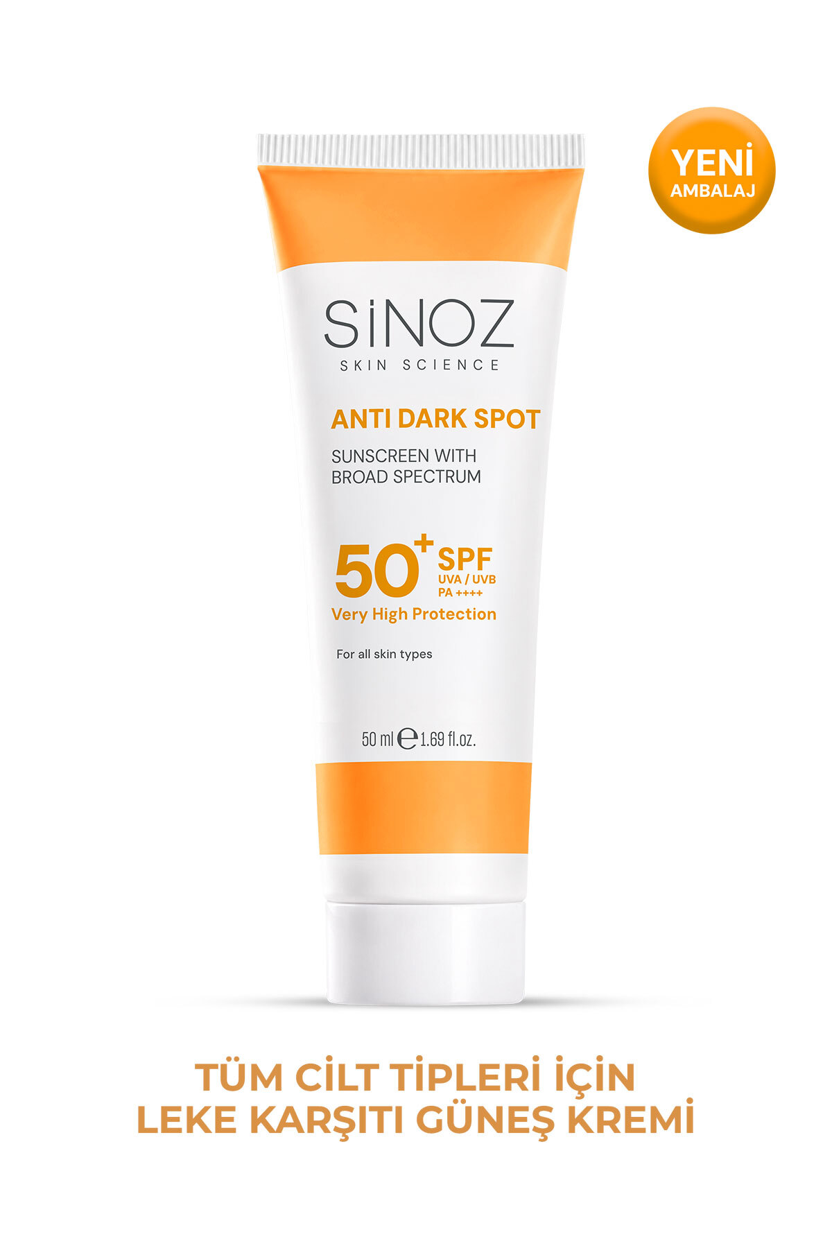 SİNOZ Spf50+ Leke Karşıtı Yüksek Koruyucu Yüz Güneş Kremi Normal Ve Kuru Ciltler İçin 50 ml
