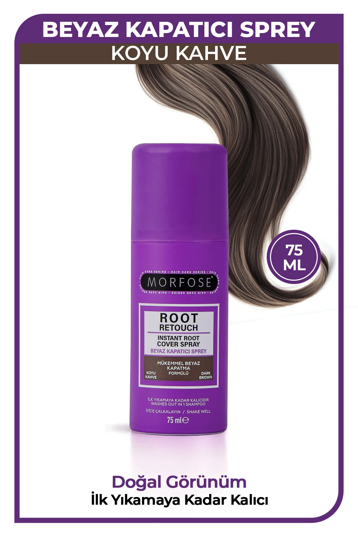 Morfose Beyaz Kapatıcı Sprey 75 ml Koyu Kahverengi Saçlar