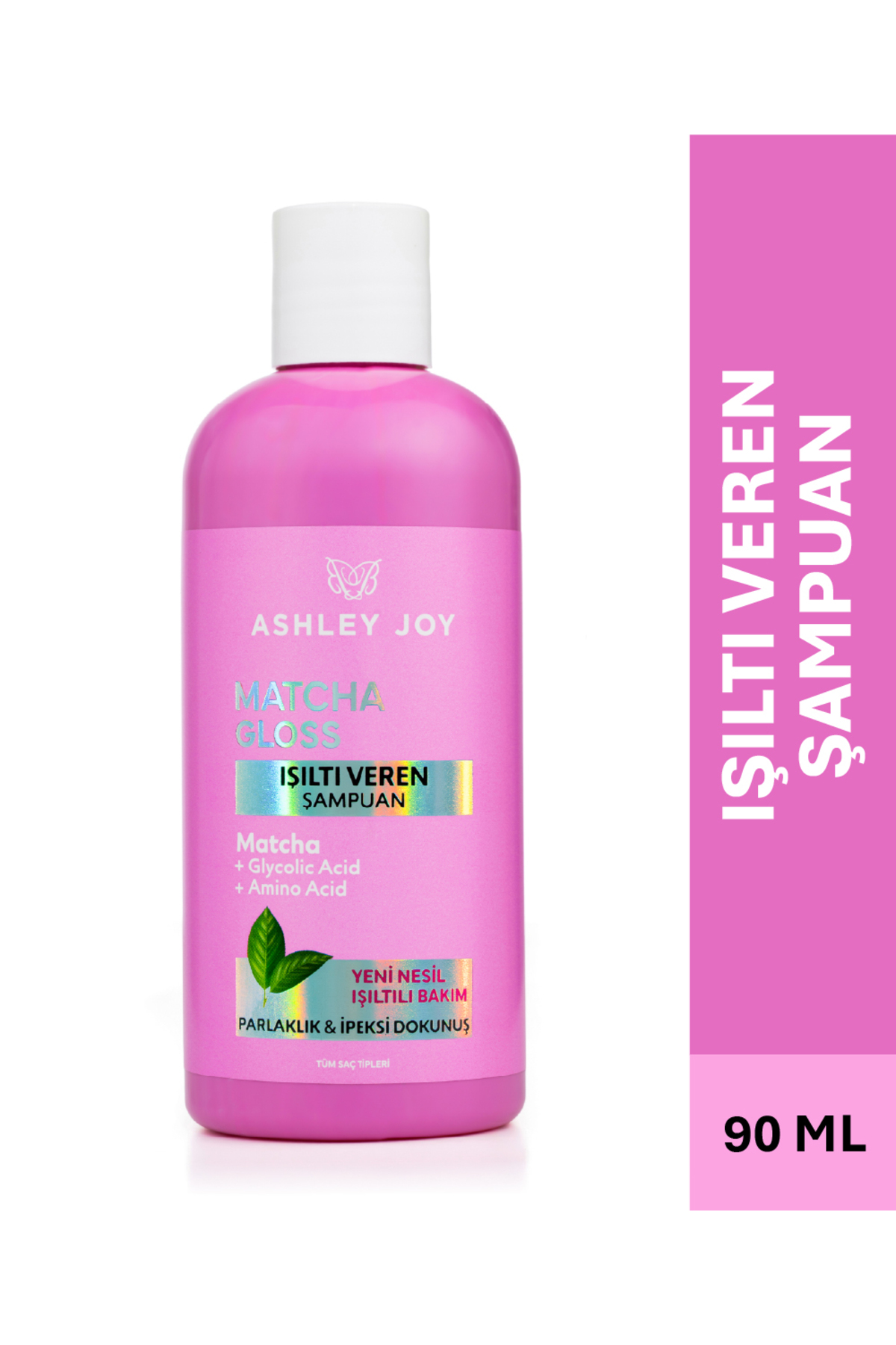 ASHLEY JOY Matcha Gloss Vegan | Glow Etkili | Glikolik Asit İçeren | Işıltı ve Parlaklık Veren | Şampuan 400 ml