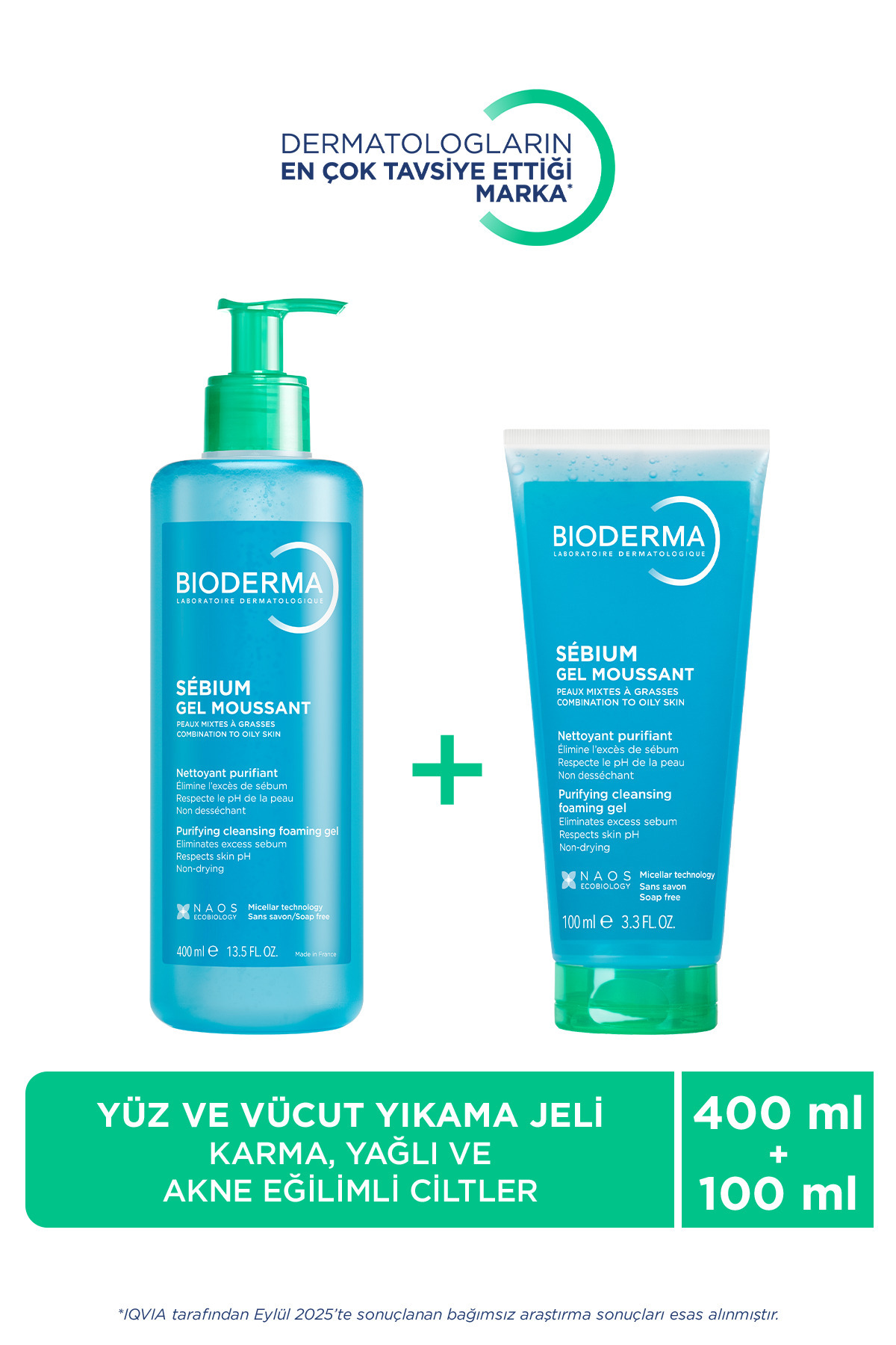 Bioderma Sebium Köpük Jel Karma Yağlı Ve Eğilimli Ciltler Yüz Temizleme Jeli 400 ml & 100 ml