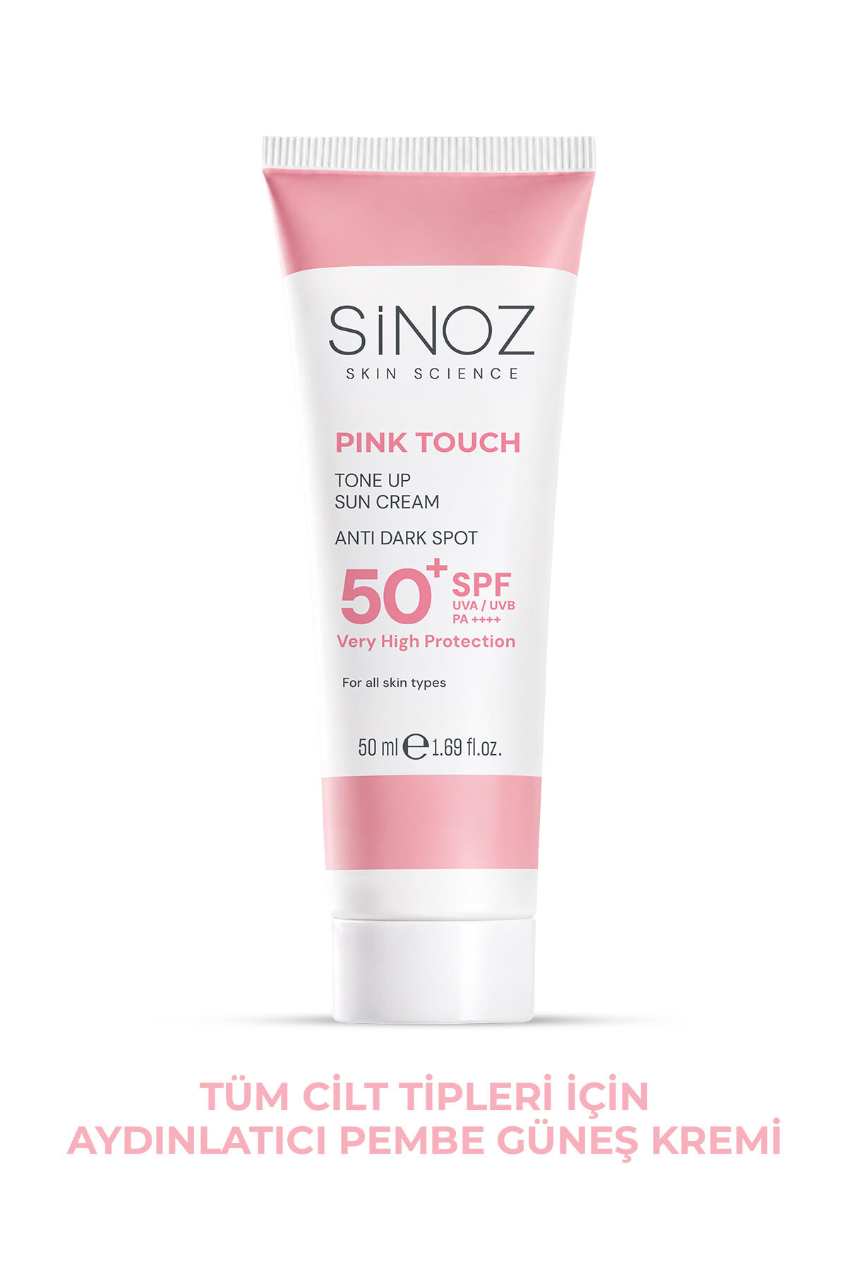 SİNOZ Pink Touch SPF50+ Aydınlatıcı Pembe Yüz Güneş Kremi PA++++ Tüm Ciltler için 50ml