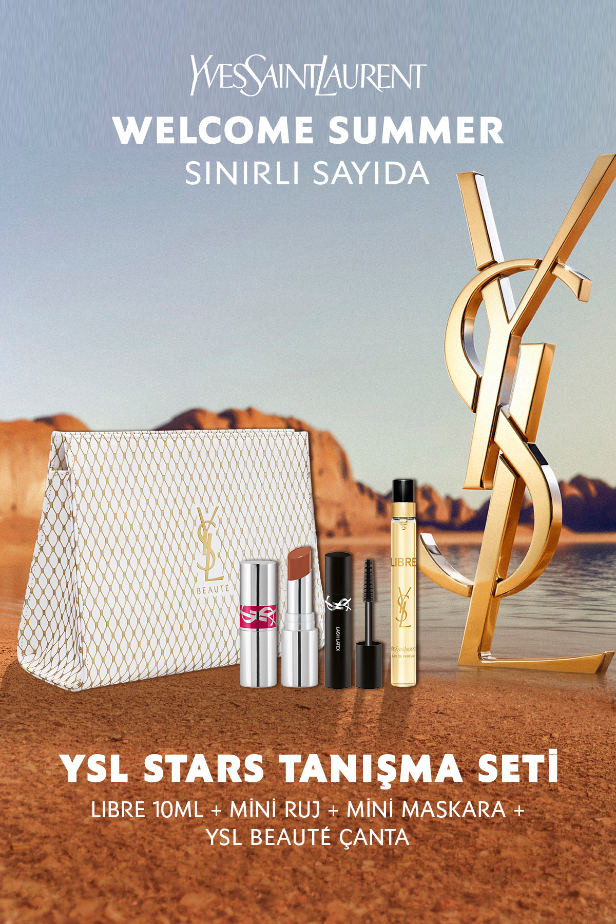 Yves Saint Laurent YSL Stars Tanışma Seti - LIBRE & Loveshine Mini & Lash Latex Mini Maskara - Çanta Hediyeli