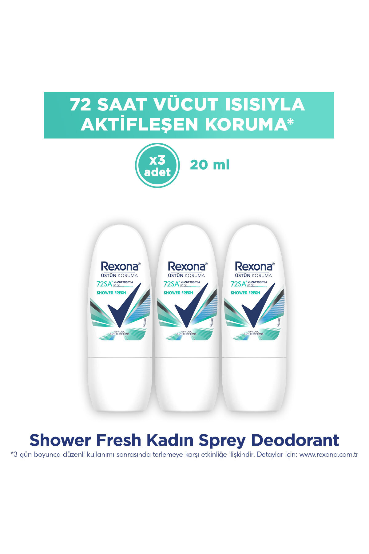 Rexona Kadın Roll On Deodorant Shower Fresh 20 ml x3