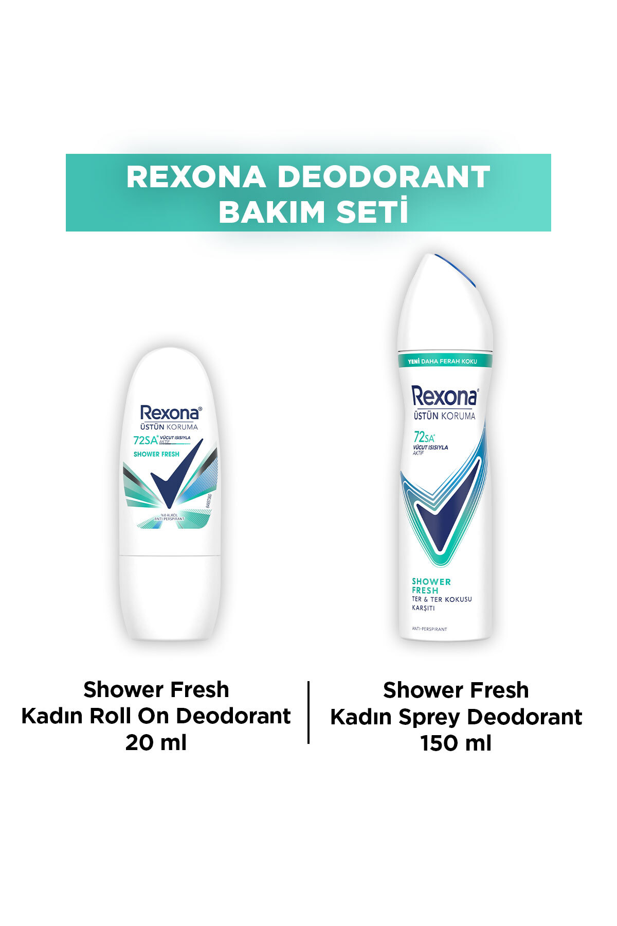Rexona Kadın Sprey Deodorant Shower Fresh 150 ml Kadın Roll On Deodorant Shower Fresh 20 ml