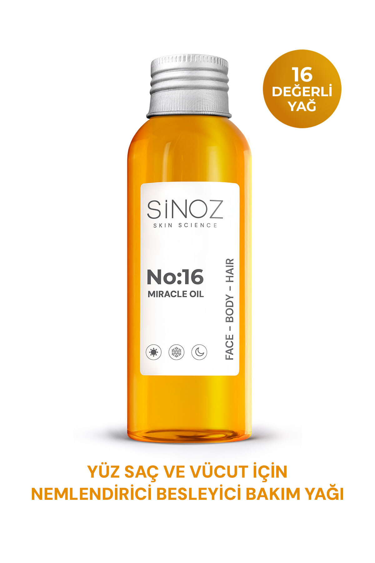 SİNOZ No:16 Nemlendirici Besleyici Yenileyici Işıltı Verici Mucizevi Onarıcı Bakım Yağı 100 ml