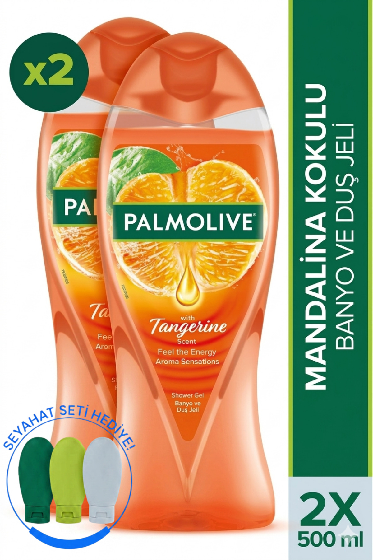 Palmolive Aroma Sensations Feel the Energy Mandalina Kokulu 2'li Duş Jeli 500 ml + Seyahat Kiti Hediye