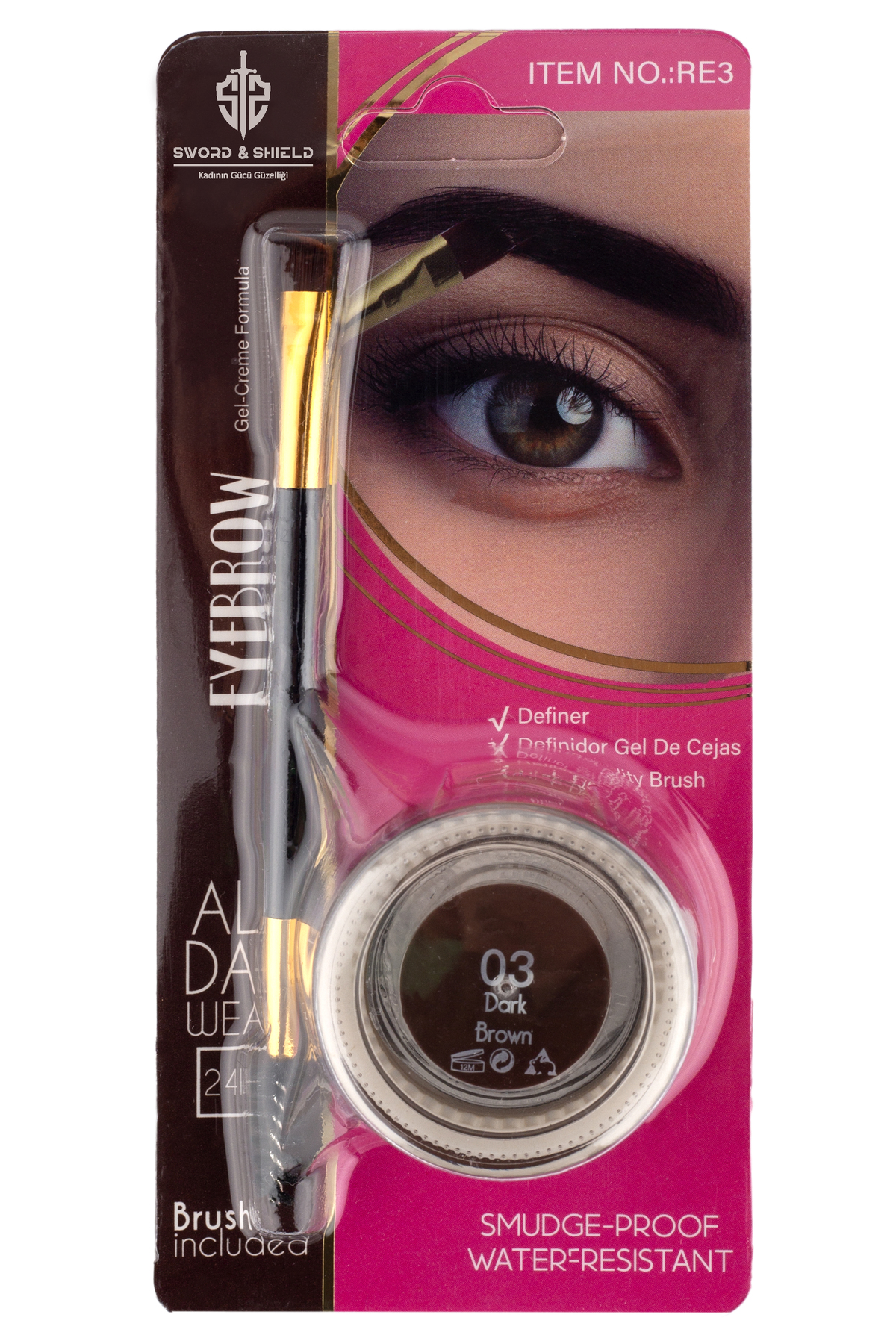 Sword & Shield S&S Tekli Jel Eyeliner Seti Koyu Kahve