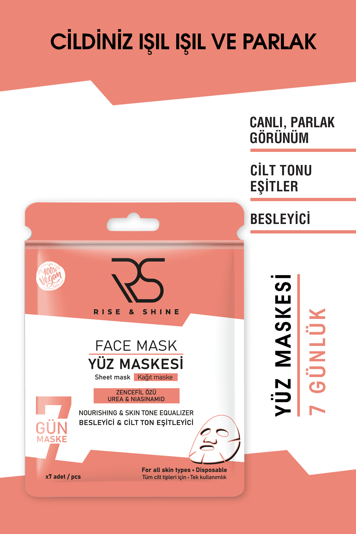 Rise & Shine Kağıt Yüz Maskesi- 7' li