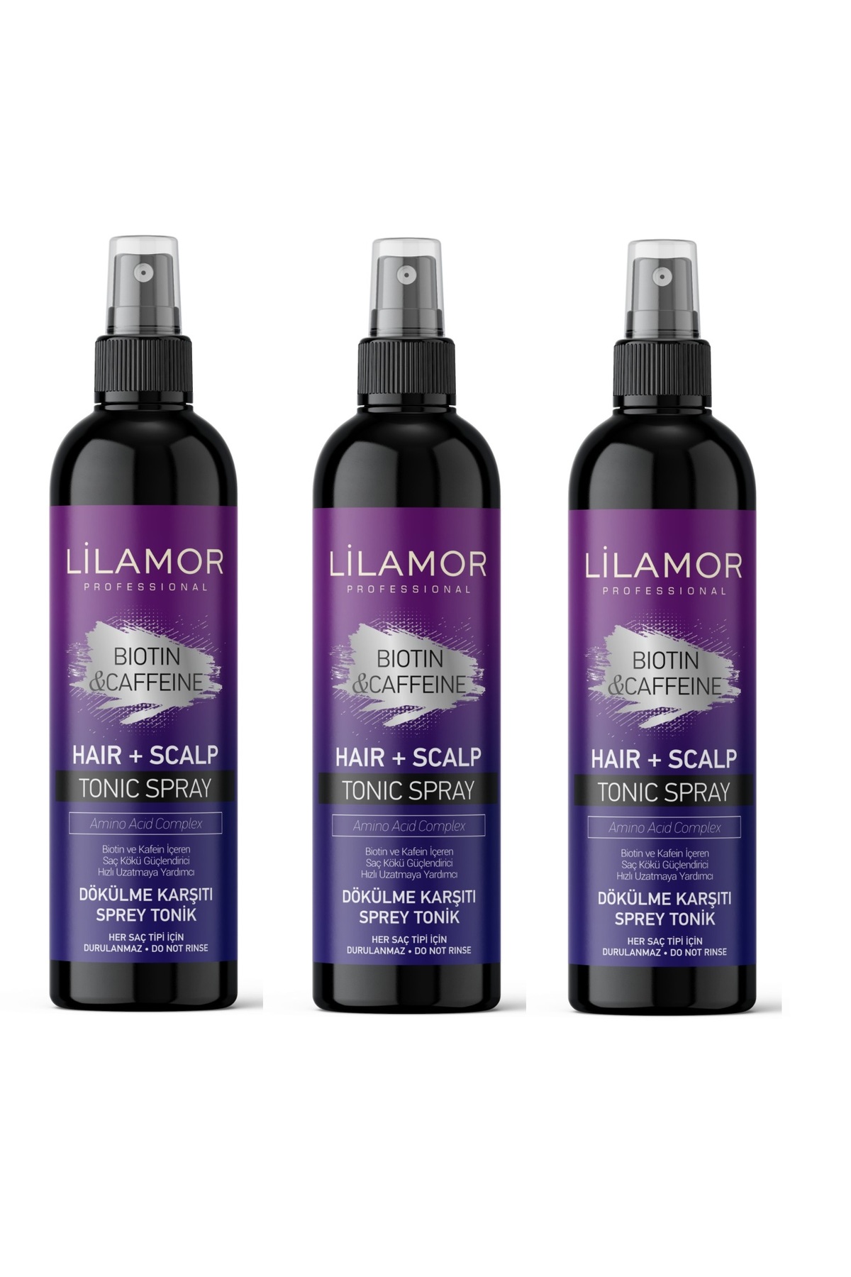 Lilamor Biotin&Caffeine Saç Kökü Güçlendirci Dökülme Karştı Hızlı Uzamaya Yardımcı Tonik Sprey 250ml X 3ADET