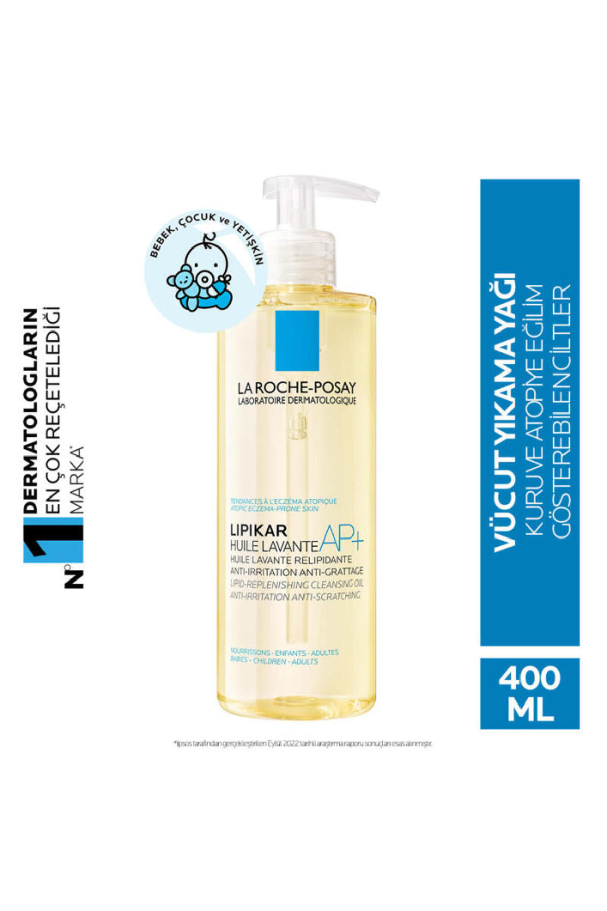 La Roche Posay Lipikar AP+Hassas ve kuru ciltler için kuruluk karşıtı Vücut yıkama yağı 400ml