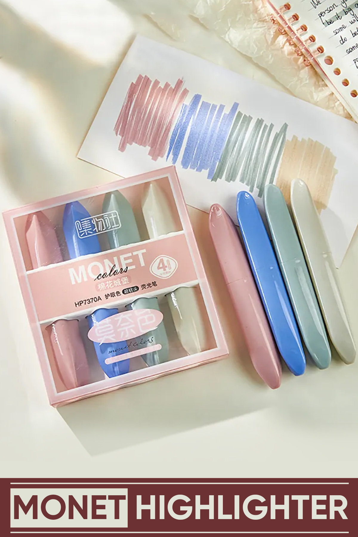 Vox Art Monet Pastel Highlighter Kalem Seti 4'lü Pembe Monet