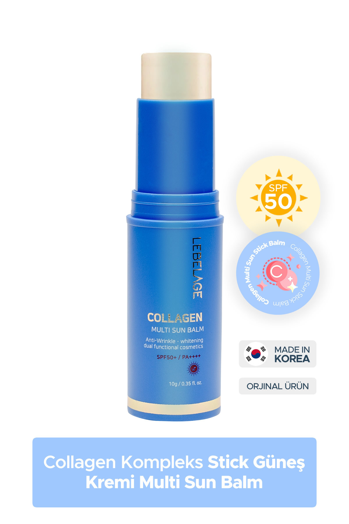 LEBELAGE Kuru Cilt Için Kırışıklık Karşıtı Stick Güneş Koruyucu Collagen Sun Balm Spf 50 /pa