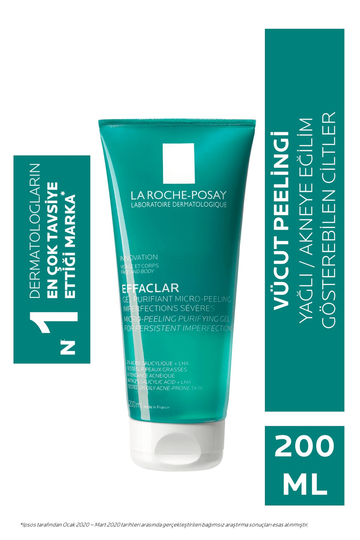 La Roche Posay Effaclar Mikro Peeling Jel Yüz ve Vücut 200 ml - Yağlı ciltler için Temizleyici Jel