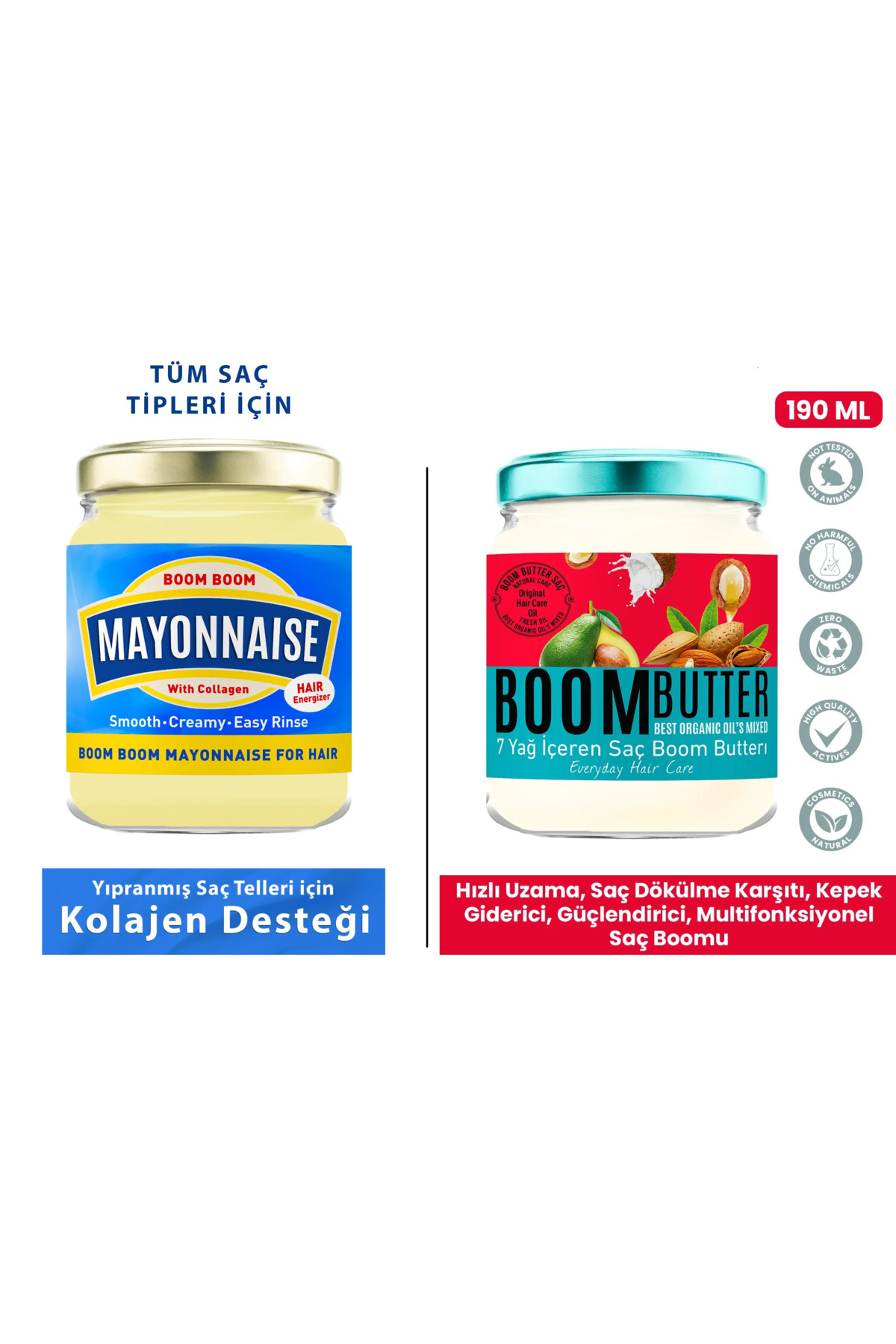 PROCSIN BOOM BUTTER 7 Yağ içeren Besleyici ve Nemlendirici Saç Bakım Yağı + Mayonnaise Besleyici Saç Maskesi