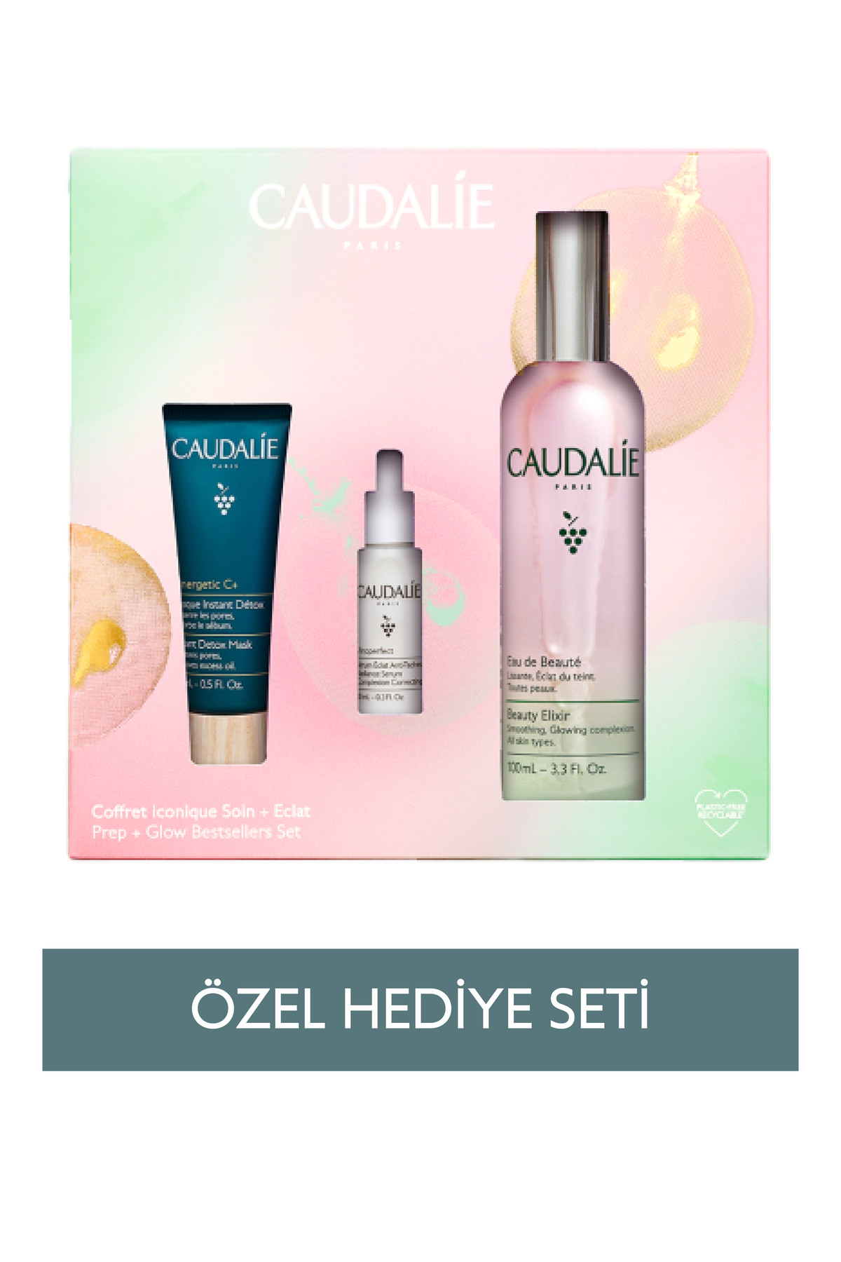 Caudalie Arındırıcı & Işıltı Verici Üçlü Set - Beauty Elixir 100 Ml + Serum 10 Ml + Detoks Maskesi 15ml