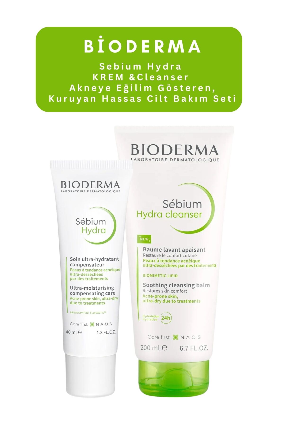 Bioderma Sebium Hydra Akne Bakım | Akneye Eğilim Gösteren, Kuruyan Hassas Cilt Bakım Seti