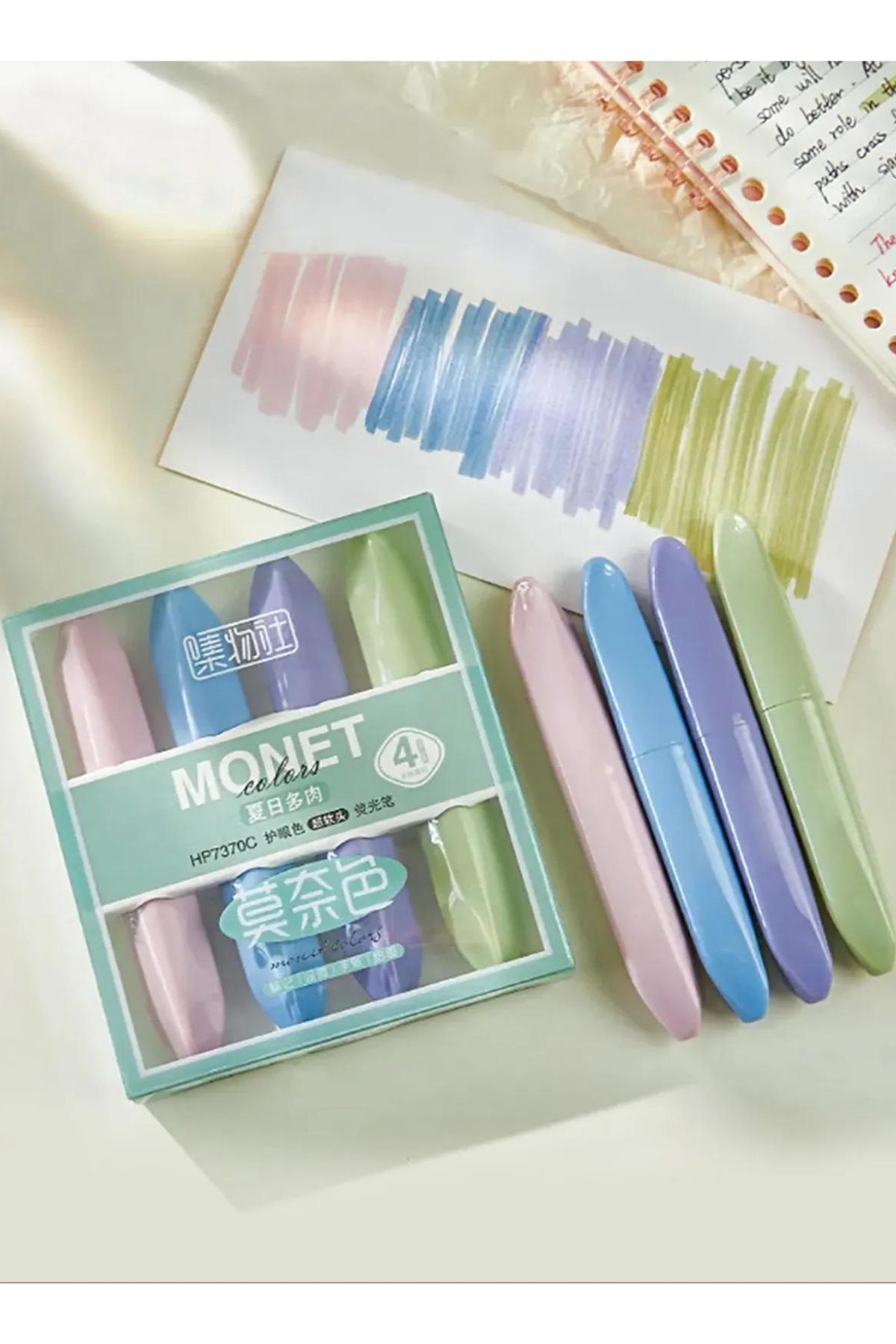 NaSaDAN Maskara Model Sonbahar Seri 4 Lü Pastel Fosforlu Kalem Seti