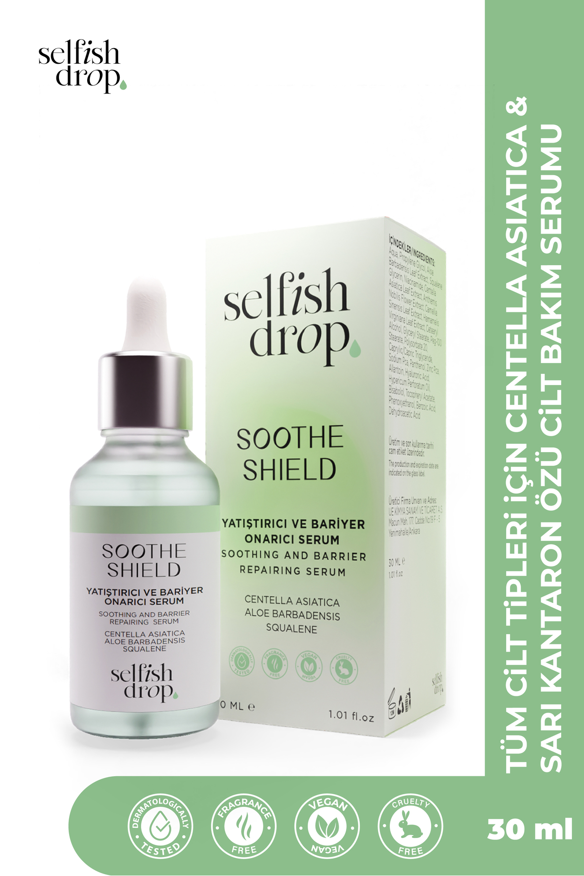 Selfish Drop Hassas Ciltler Için Soothe Shield Yatıştırıcı Bariyer Onarıcı Retinol Sonrası Serum