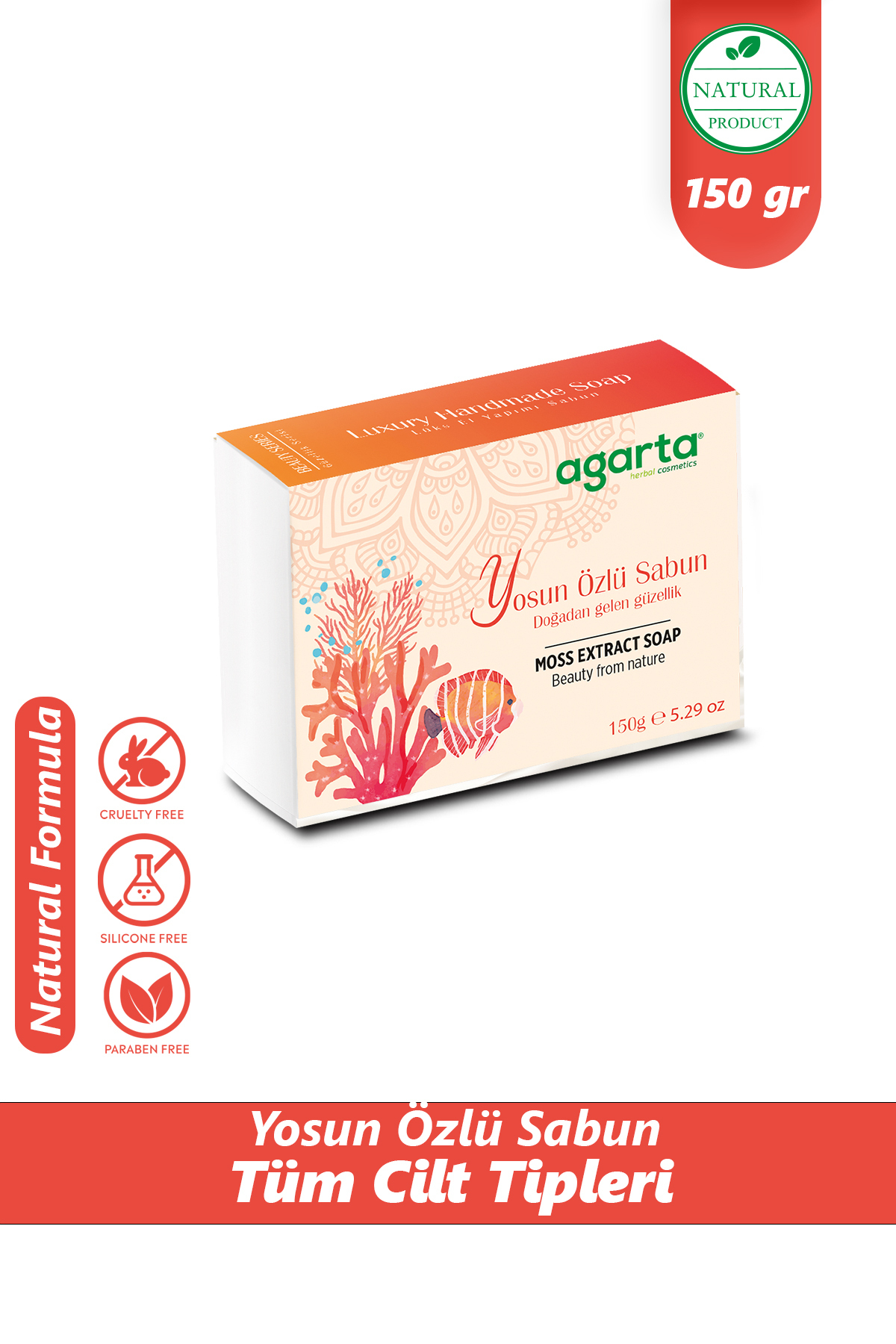 Agarta Cilt Nemlendirici Peeling Etkili Kabak Lifli Yosun Özlü Sabun 150 gr