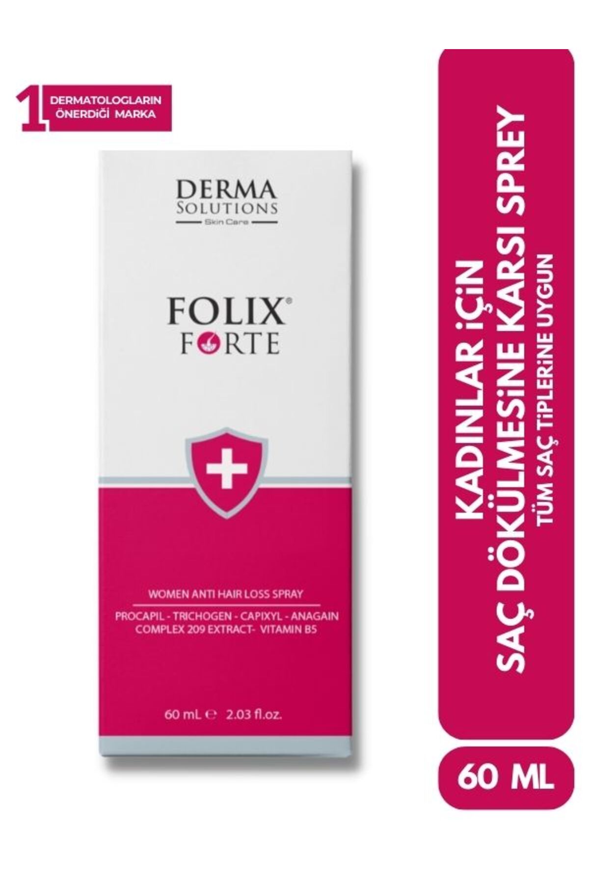 DermaSolutions FOLIX FORTE SPREY WOMEN - SAÇ DÖKÜLMESİNE KARŞI KADINLAR İÇİN SPREY