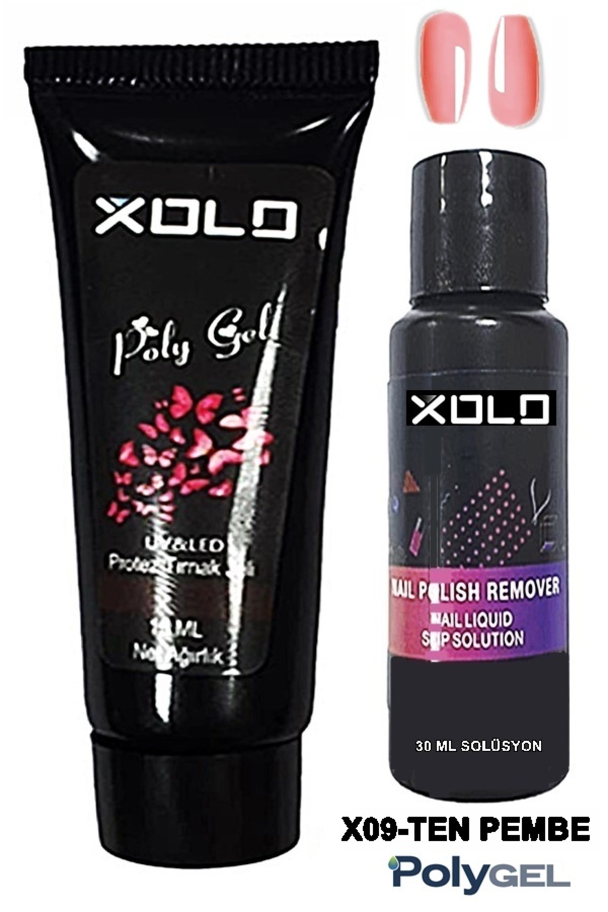 xolo Polijel Oje ve Polijel Solüsyon İkili Set Jel Polijel Poly Gel Polygel Sıvısı Slip Solution