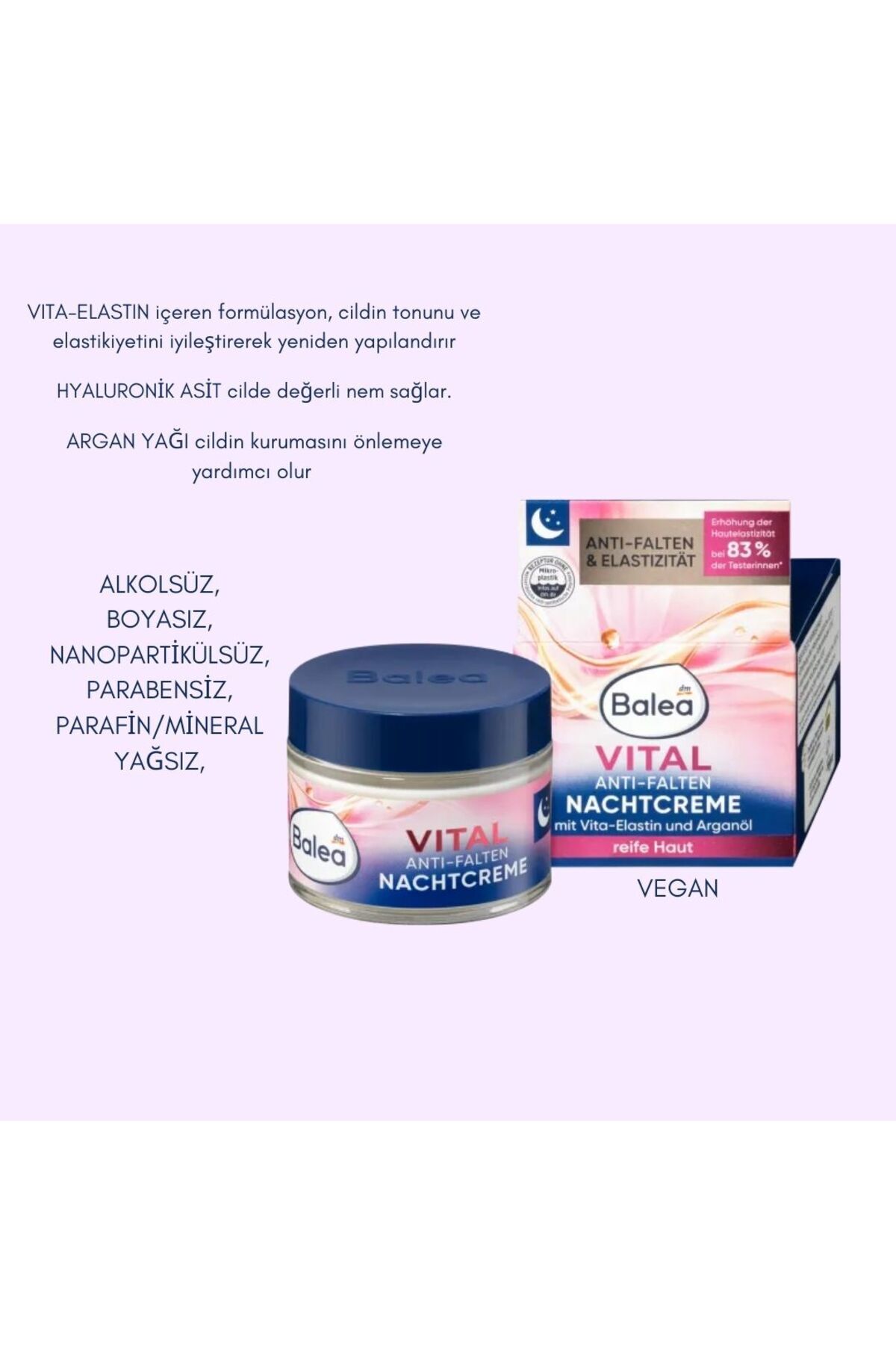 BALEA VİTAL KIRIŞIKLIK KARŞITI GECE KREMİ 50 ML ALMAN KALİTESİ