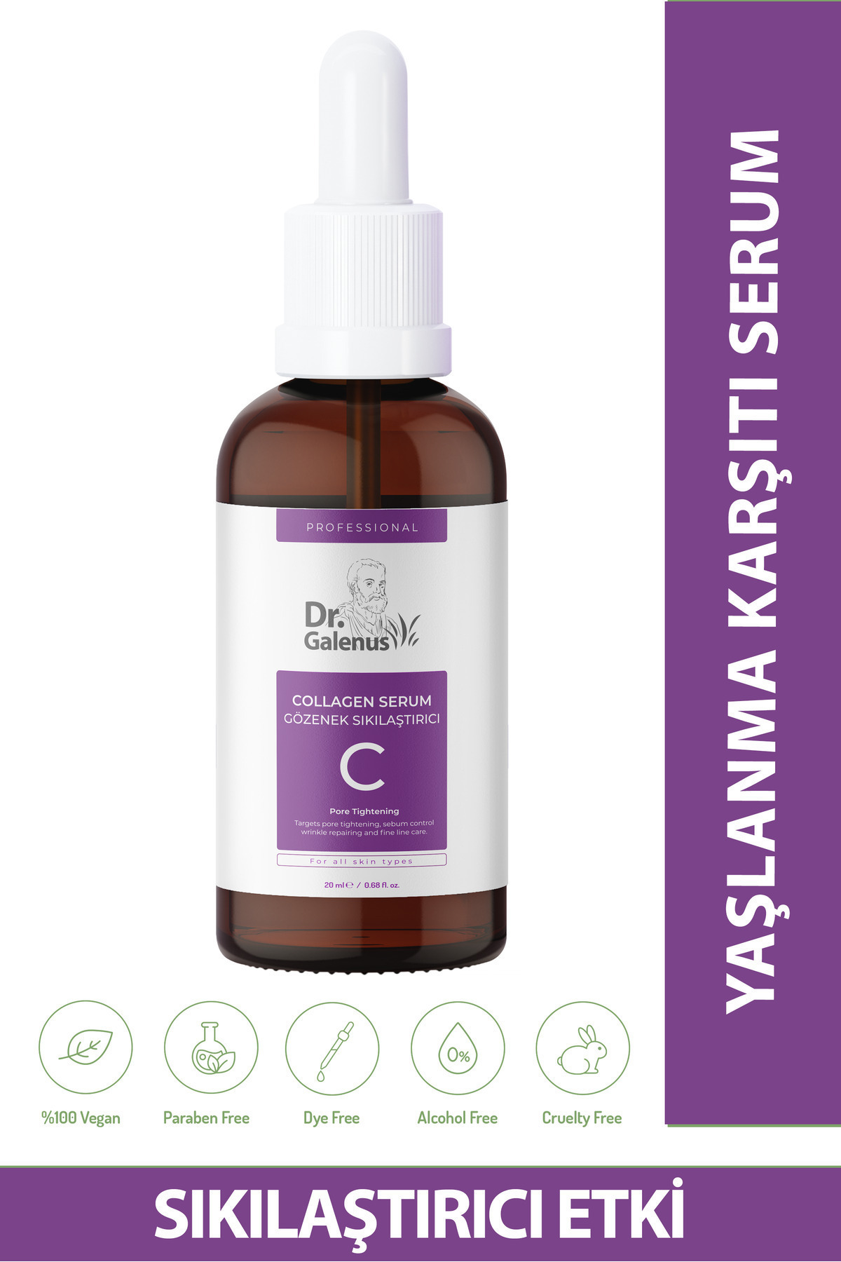 Dr. Galenus Yaşlanma Karşıtı Kolajen Bakım Serumu (PRO VİTAMİN B5, ALEO VERA, HYALÜRONİK ASİT) 20 ml