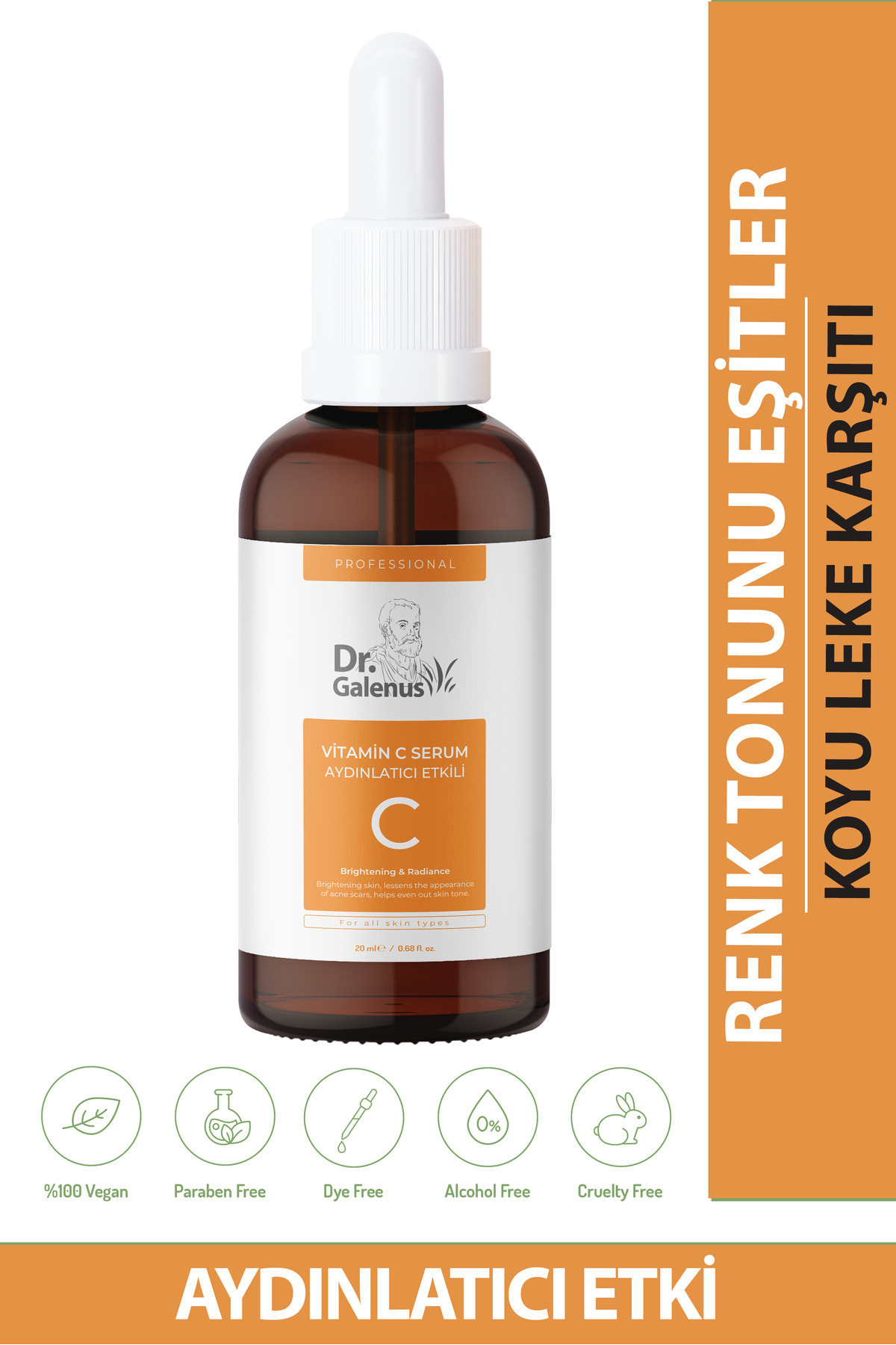 Dr. Galenus Aydınlatıcı Vitamin C Bakım Serumu (PRO VİTAMİN B5, HYALÜRONİK ASİT, ALEO VERA) 20 ml