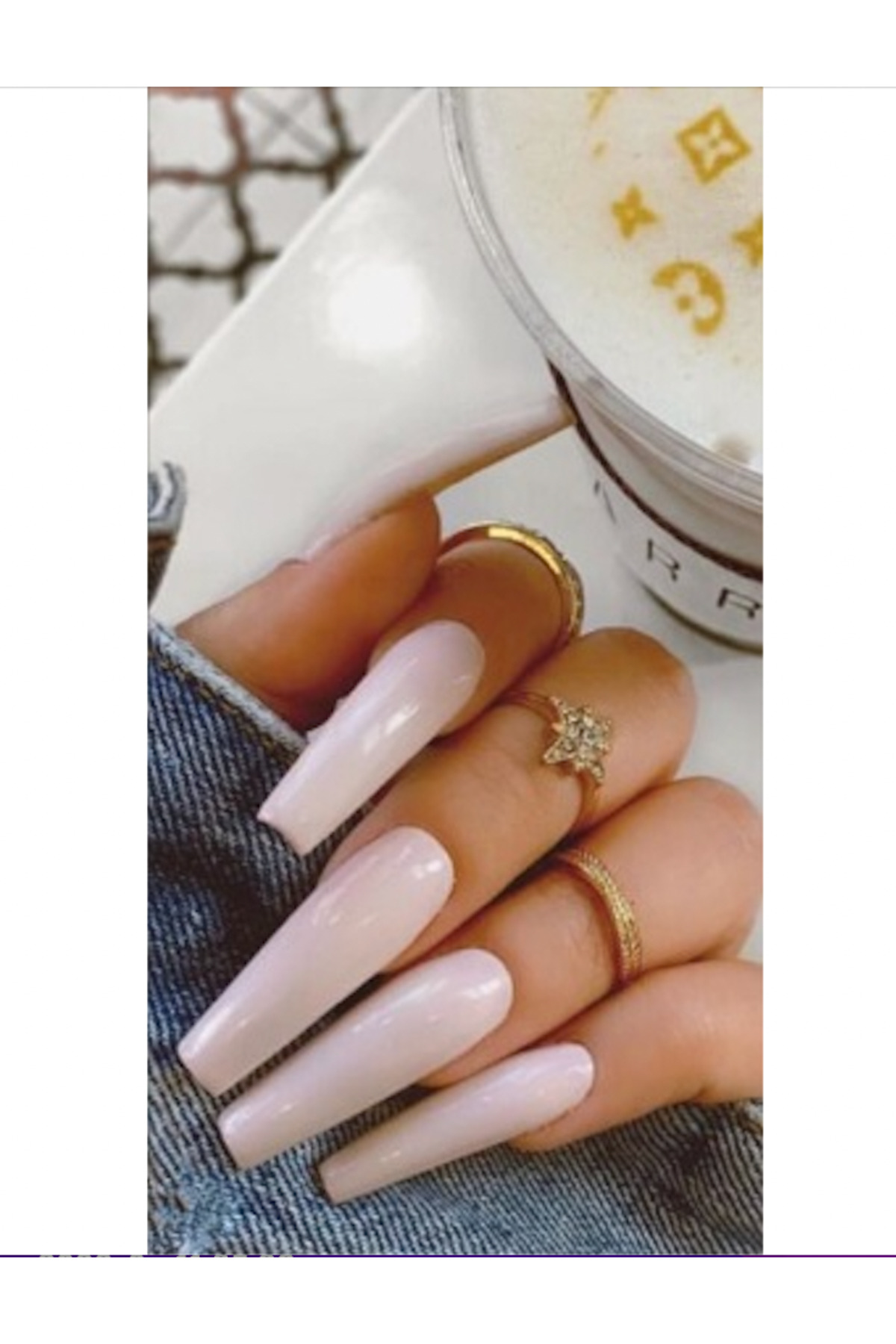 HelloBeautiful Balerin Uzun Kesim 20 Adet Takma Tırnak Pudra Rengi + Yapıştırıcı + Tırnak Cilası Hediyedir
