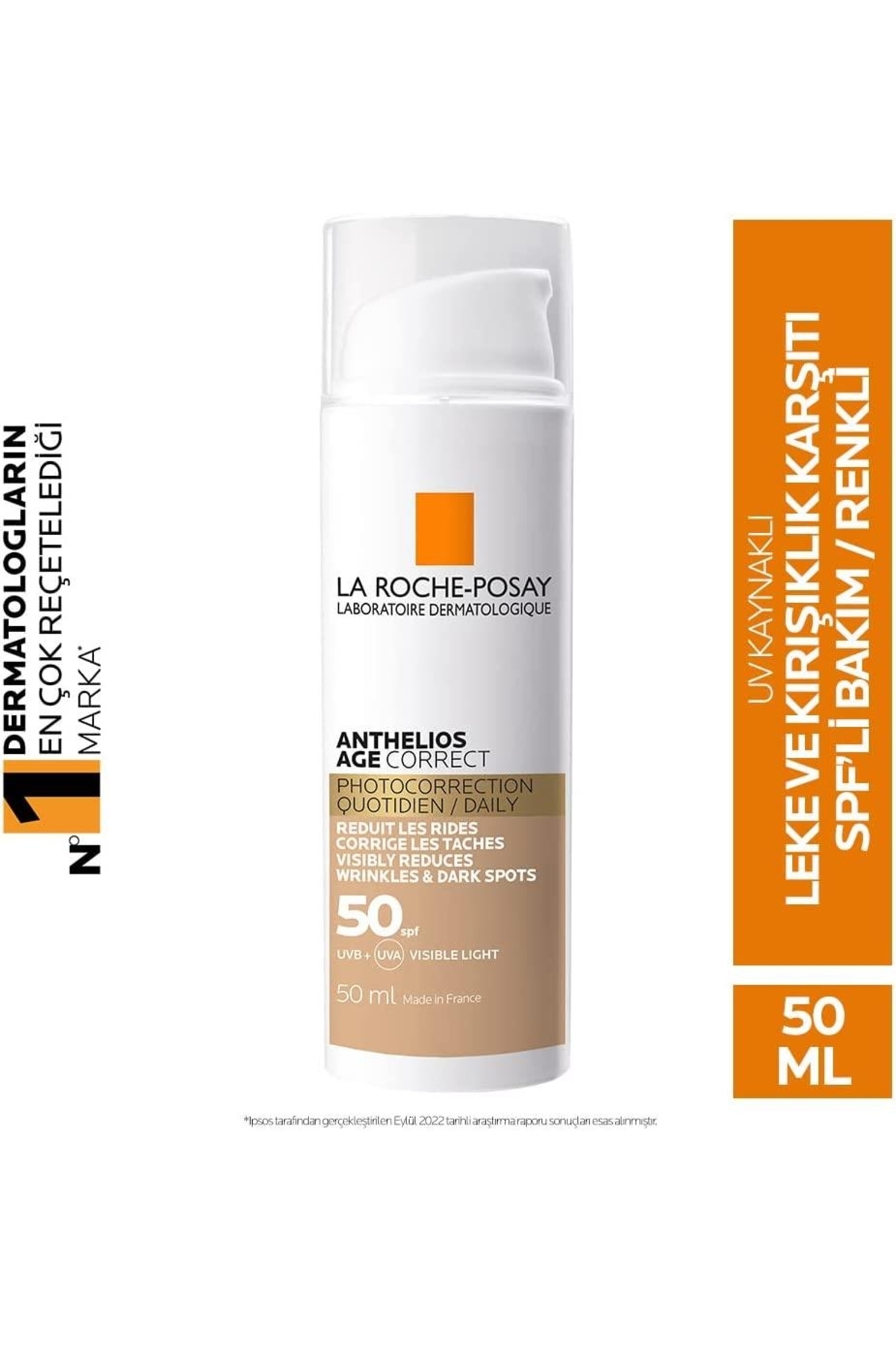 La Roche Posay Anthelios Age Correct SPF50 Leke ve Kırışıklık Karşıtı Nemlendirici Etkili Renkli Güneş Kremi 50ml