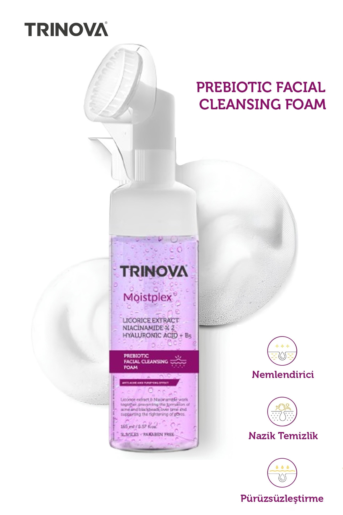 Trinova PREBİYOTİK LİCORİCE YÜZ TEMİZLEME KÖPÜĞÜ 165ml