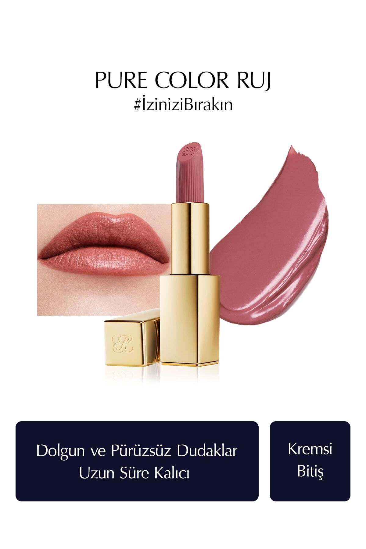 Estee Lauder Kremsi Ruj - Pure Color Creme Lipstick Kremsi, Saten Bitiş - 3.5gr - Renk: 822 Make You Blush